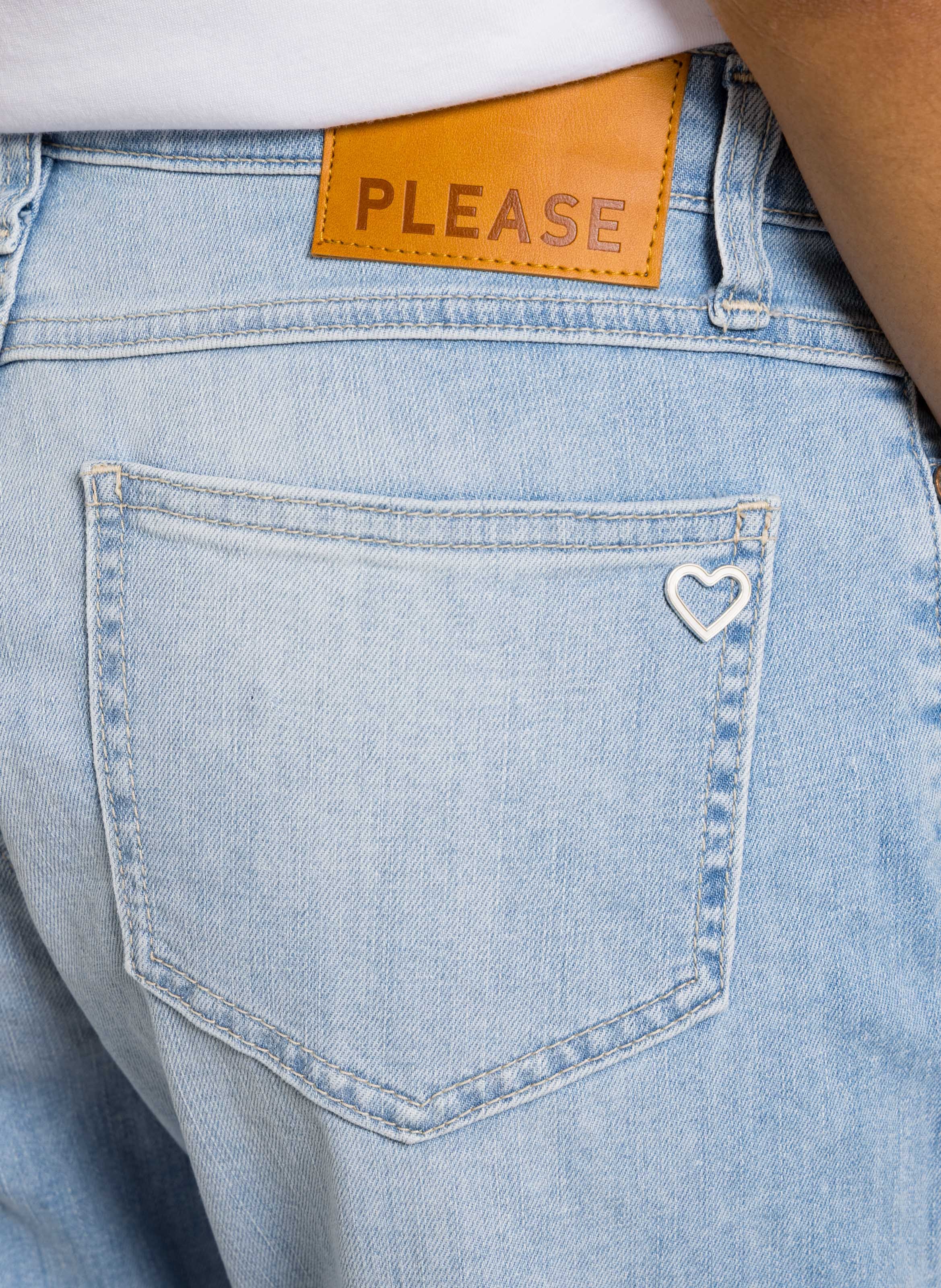 Cotton-blend girlfriend jeans PLEASE Blue