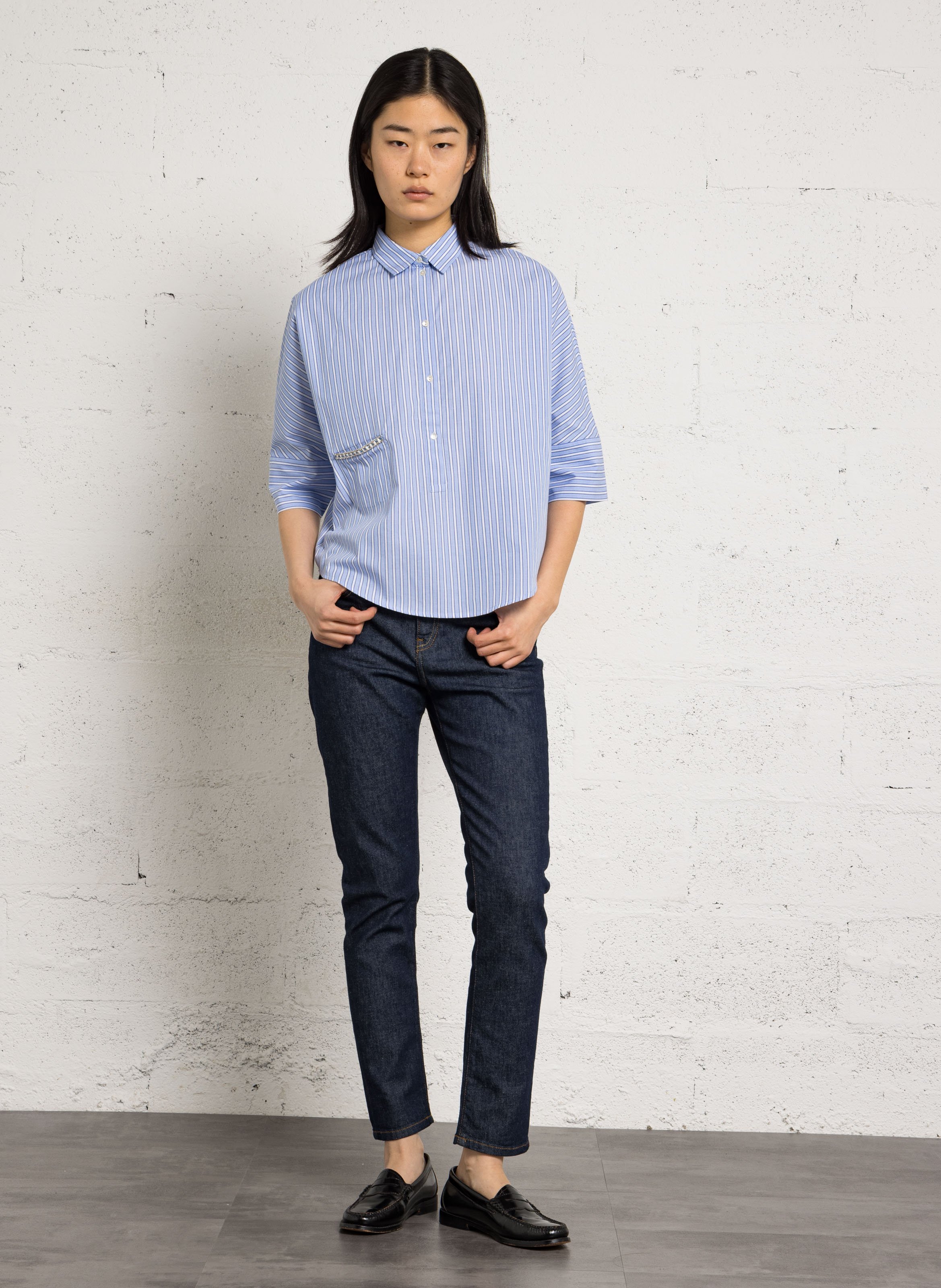 Chemise col classique en coton  BELLA JONES Bleu