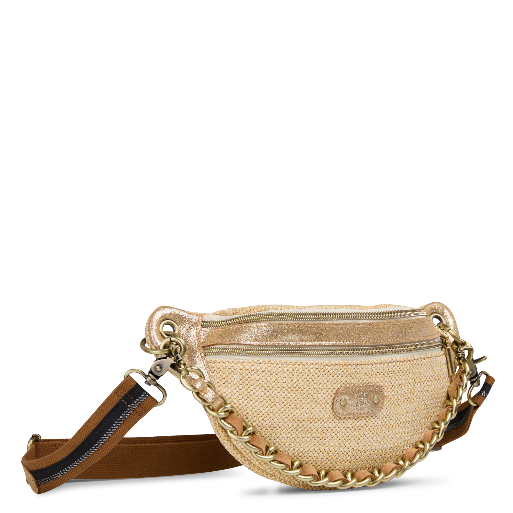 Sac banane en textile tressé MILA LOUISE Beige