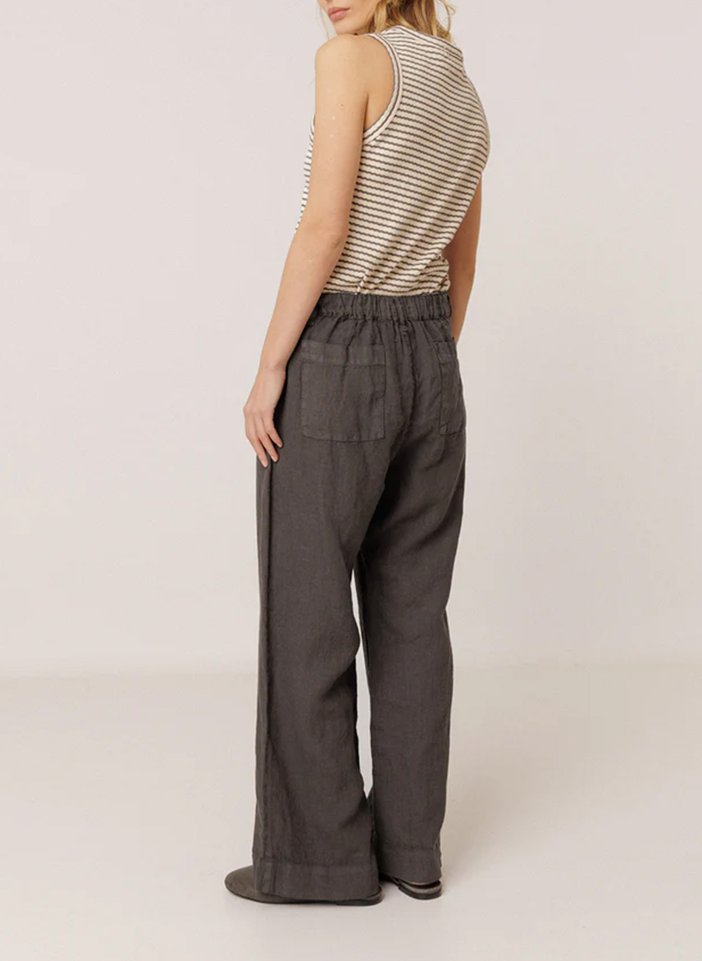 Marlenehose aus Leinen mit hohem Bund INDI & COLD Grau