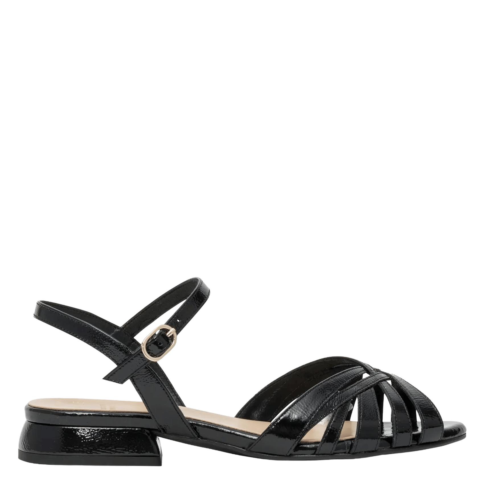 Flache Sandalen aus Lackleder BOCAGE Schwarz