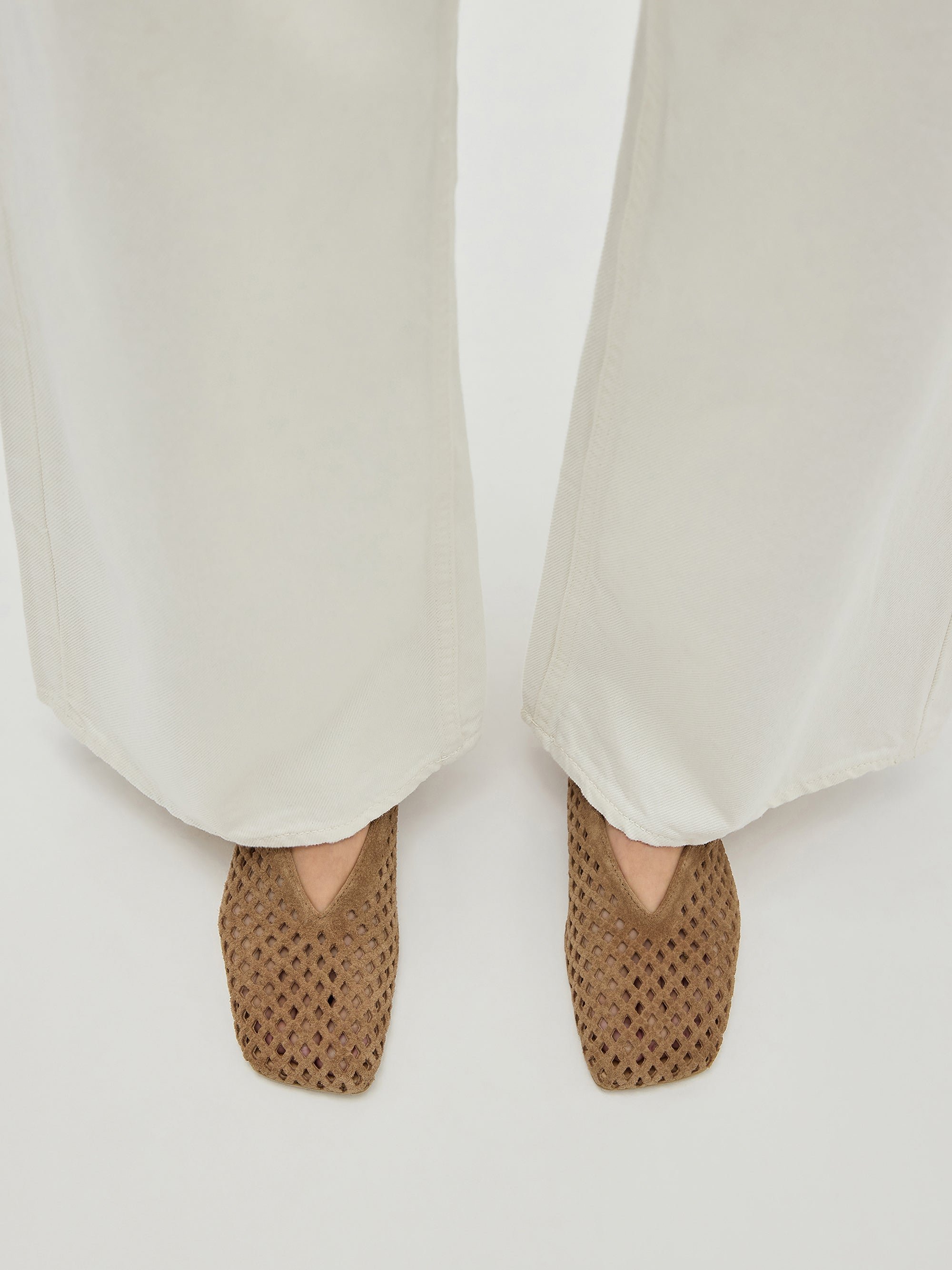 Square-toe slingback ballet flats VANESSA WU Beige