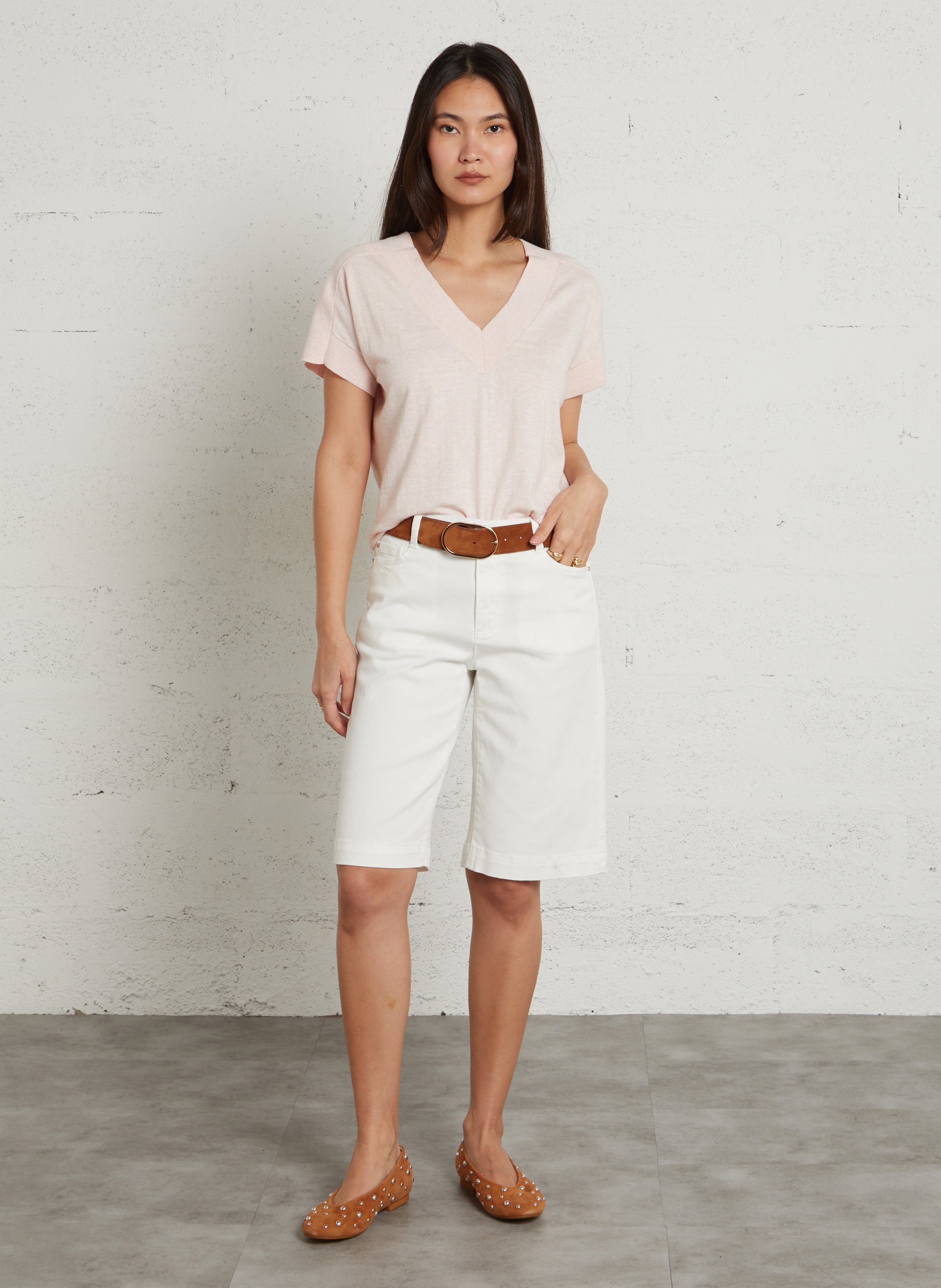 Bermuda - katoenblend MAISON 123 Wit