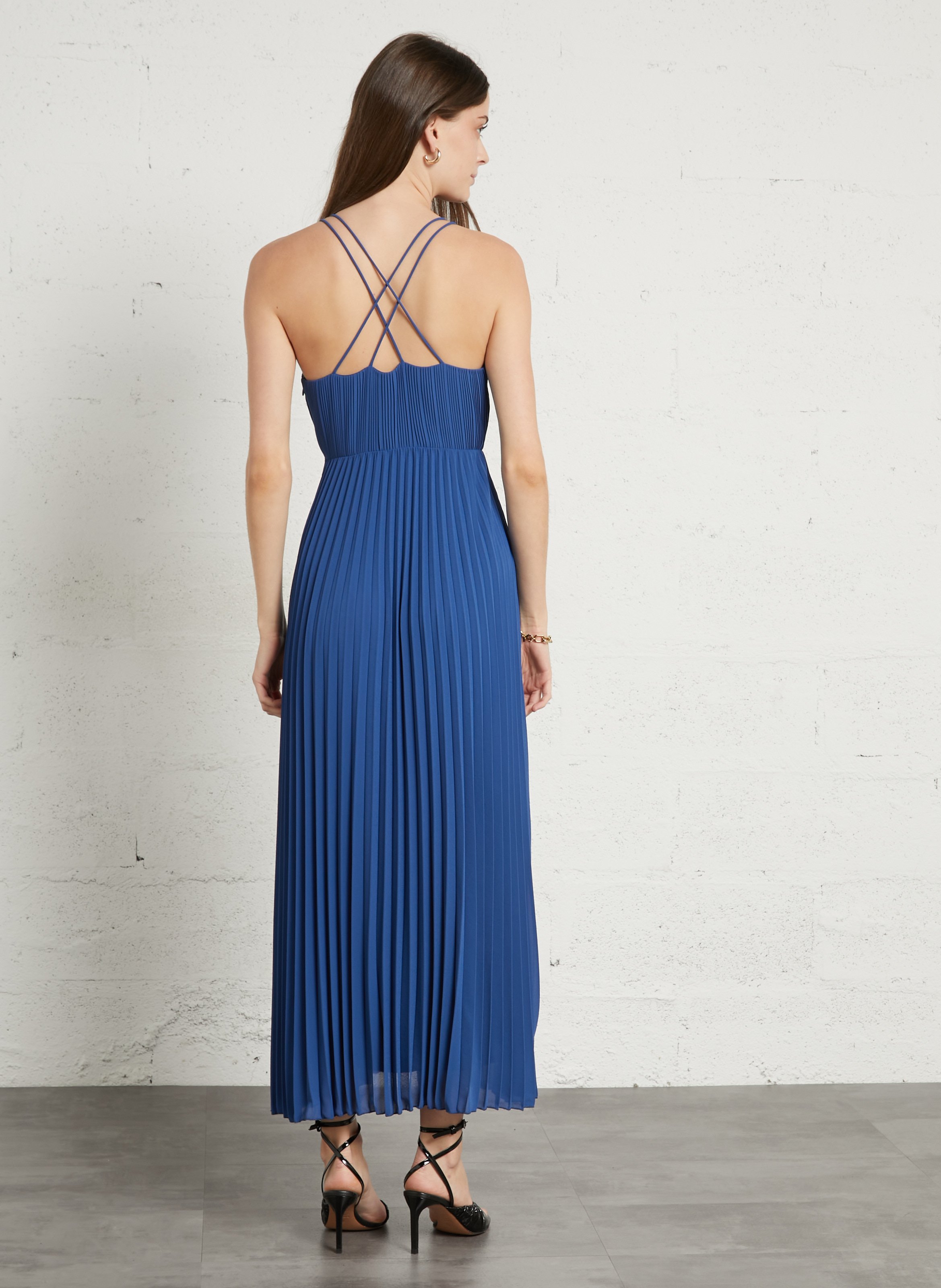 Robe longue plissée à bretelles MAISON 123 Prune