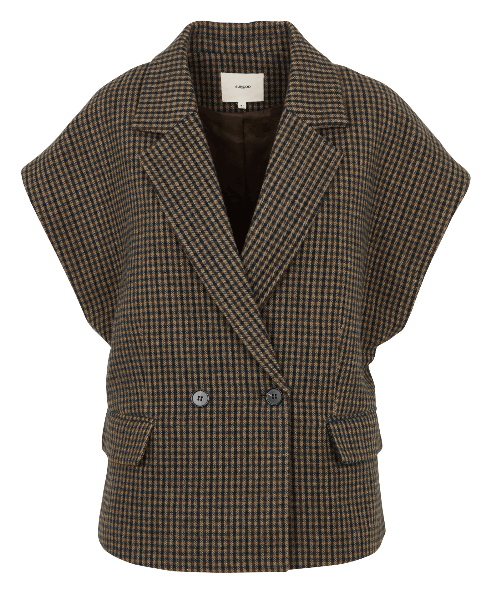 Straight jacket in recycled blended wool SUNCOO Khaki