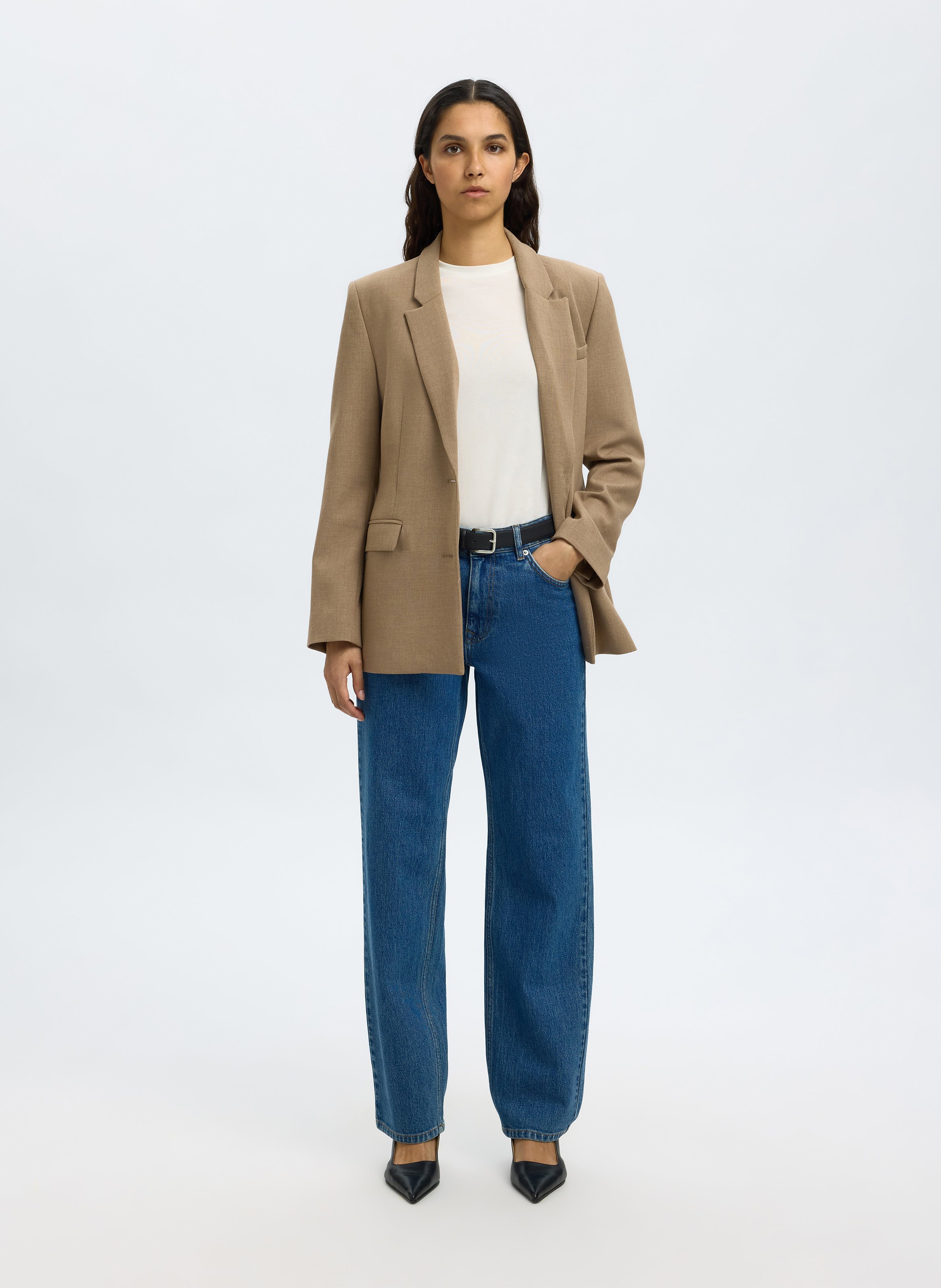 Straight Cut Jeans aus Bio-Baumwoll-Mix SELECTED Blau