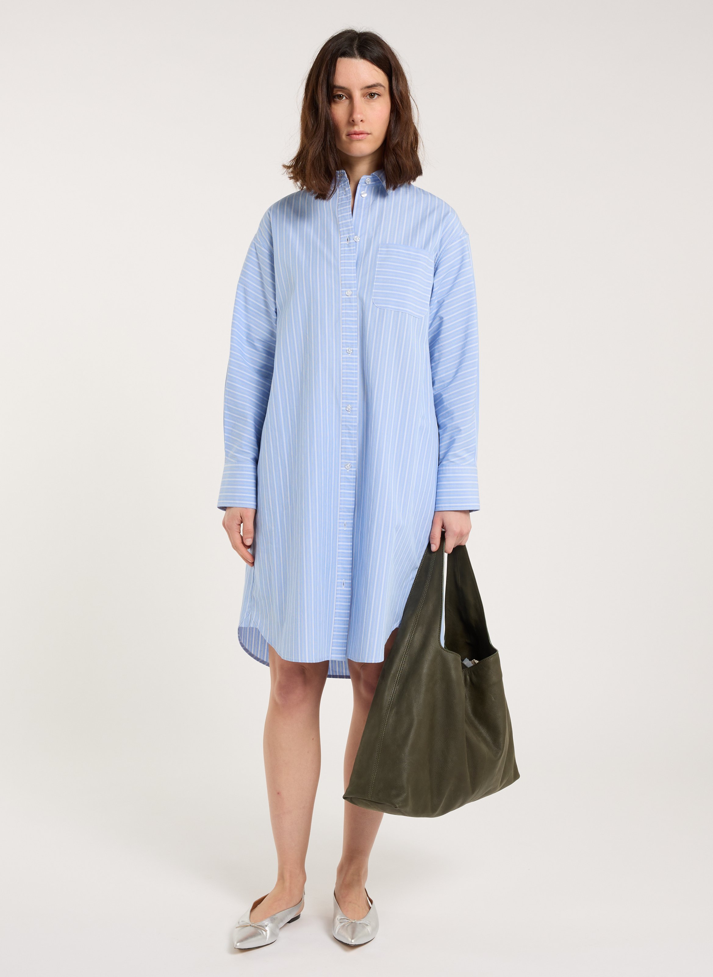 Chaplin cotton shirt dress SAISON 1865 Blue