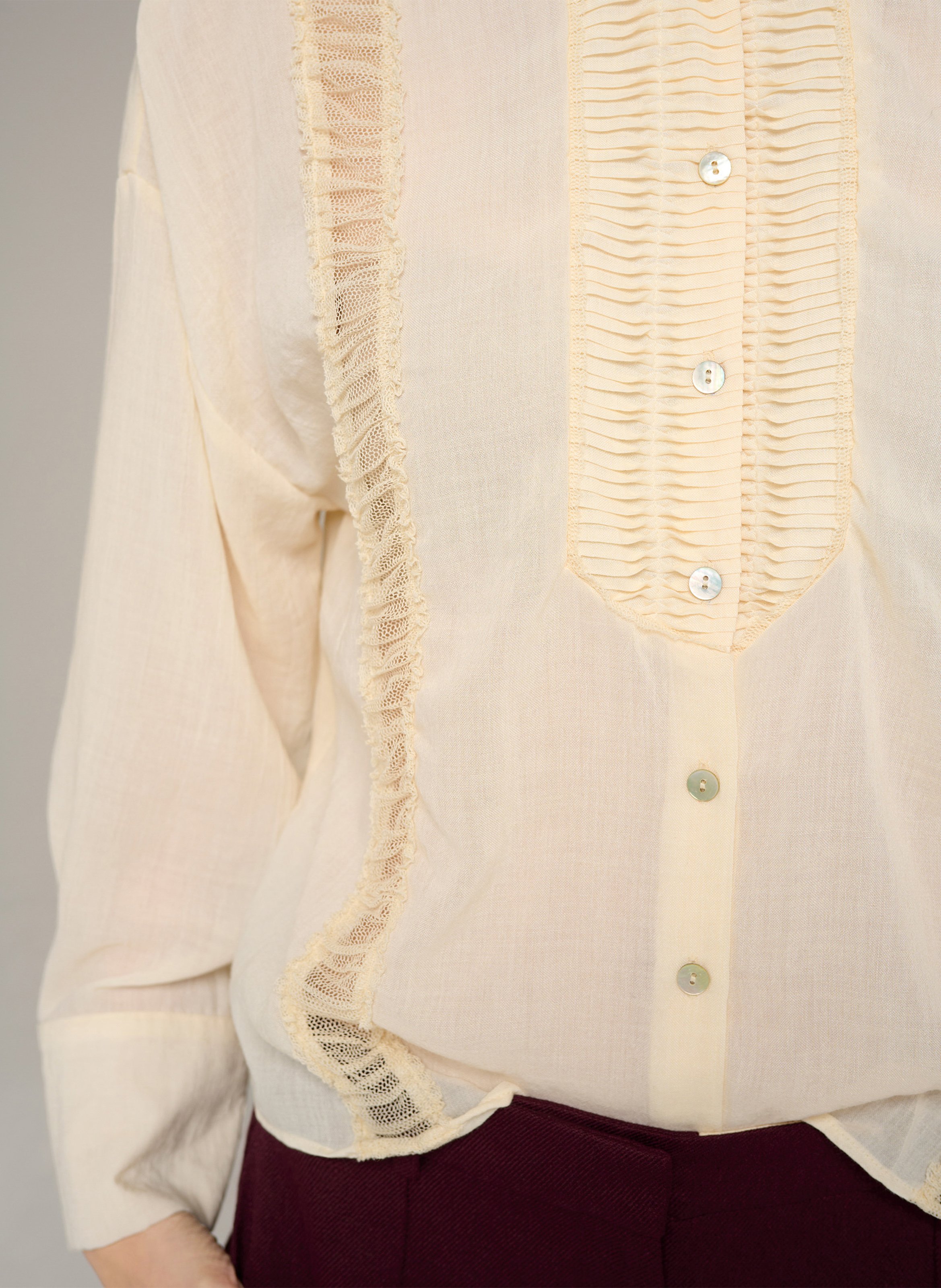 Wijdvallende blouse met gedrapeerd detail COTELAC Beige