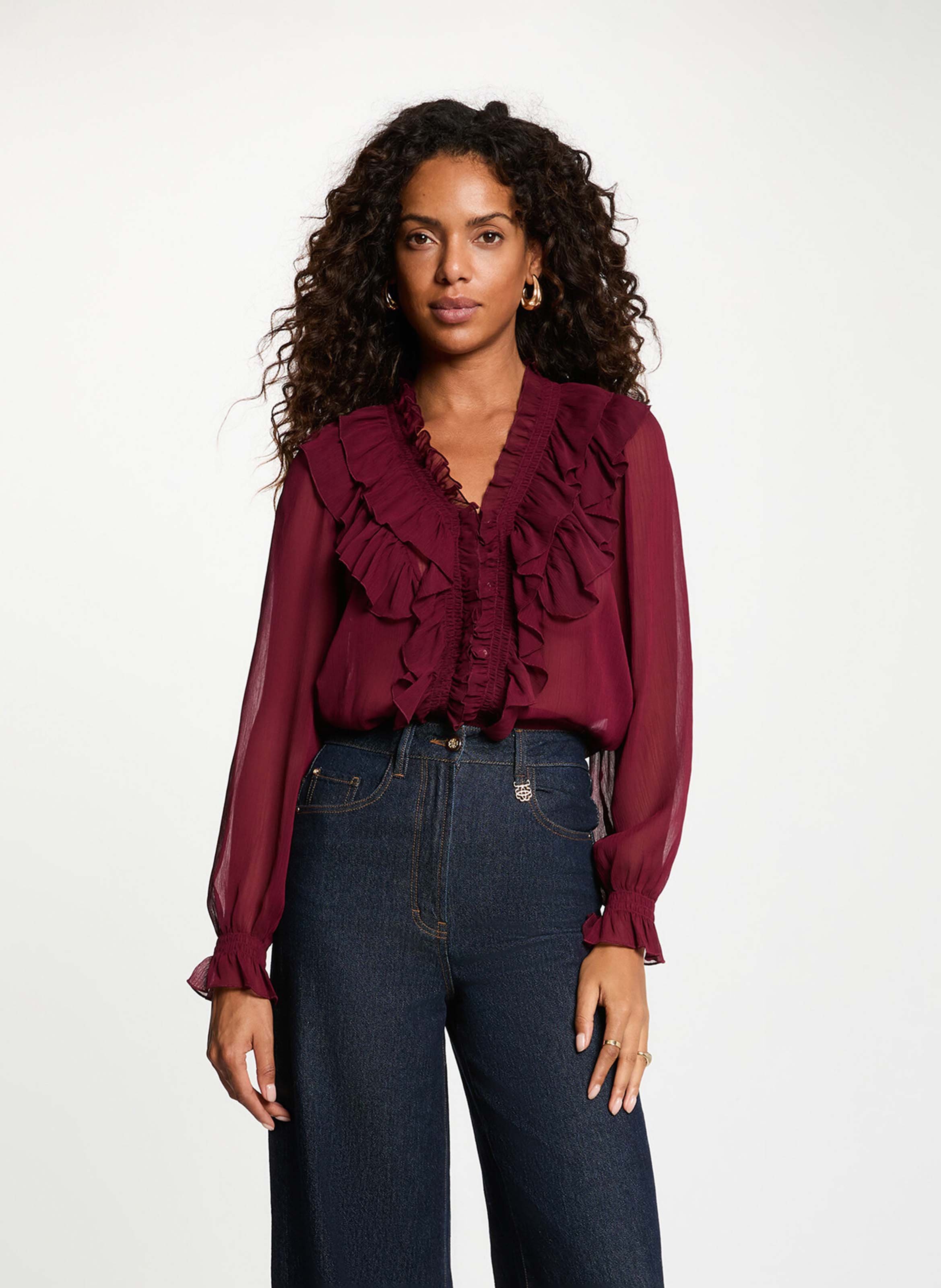 Blouse met V-hals MORGAN