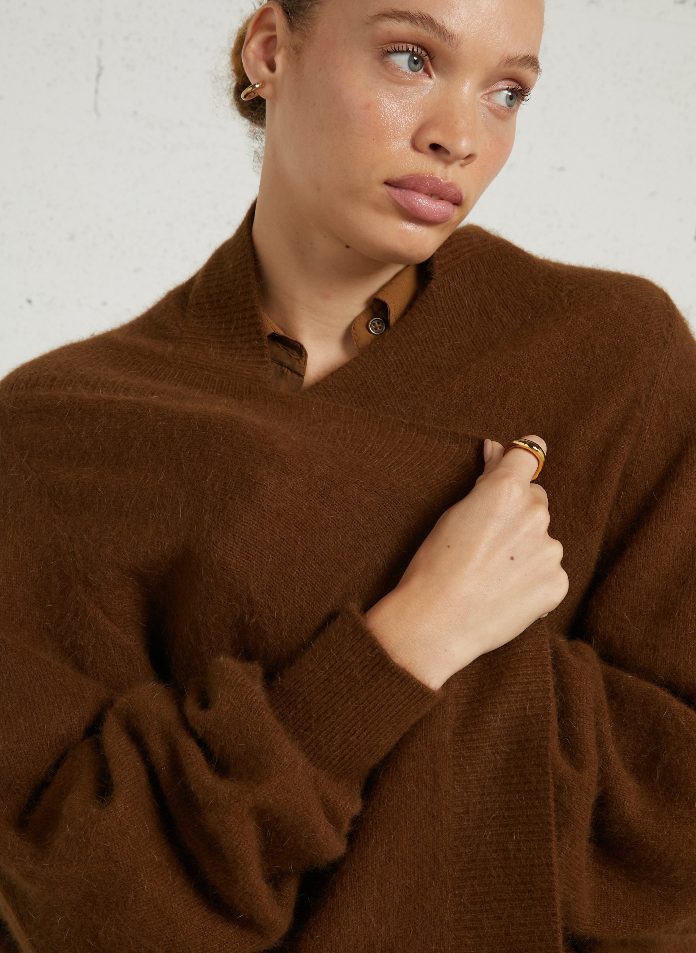 Oversized buttonless vest MES DEMOISELLES Brown