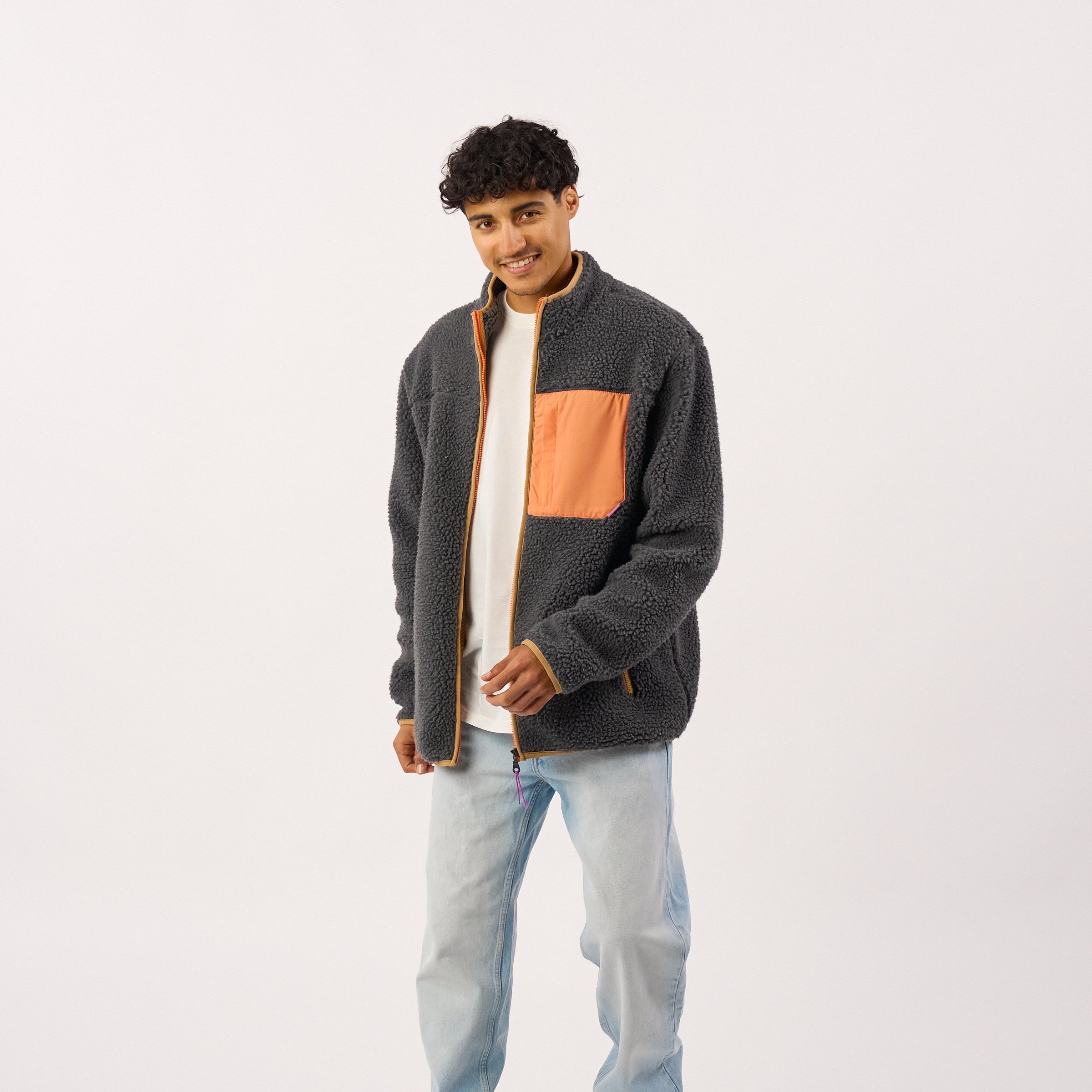 Sherpa zip-up jacket | Grey BILLYBELT Men
