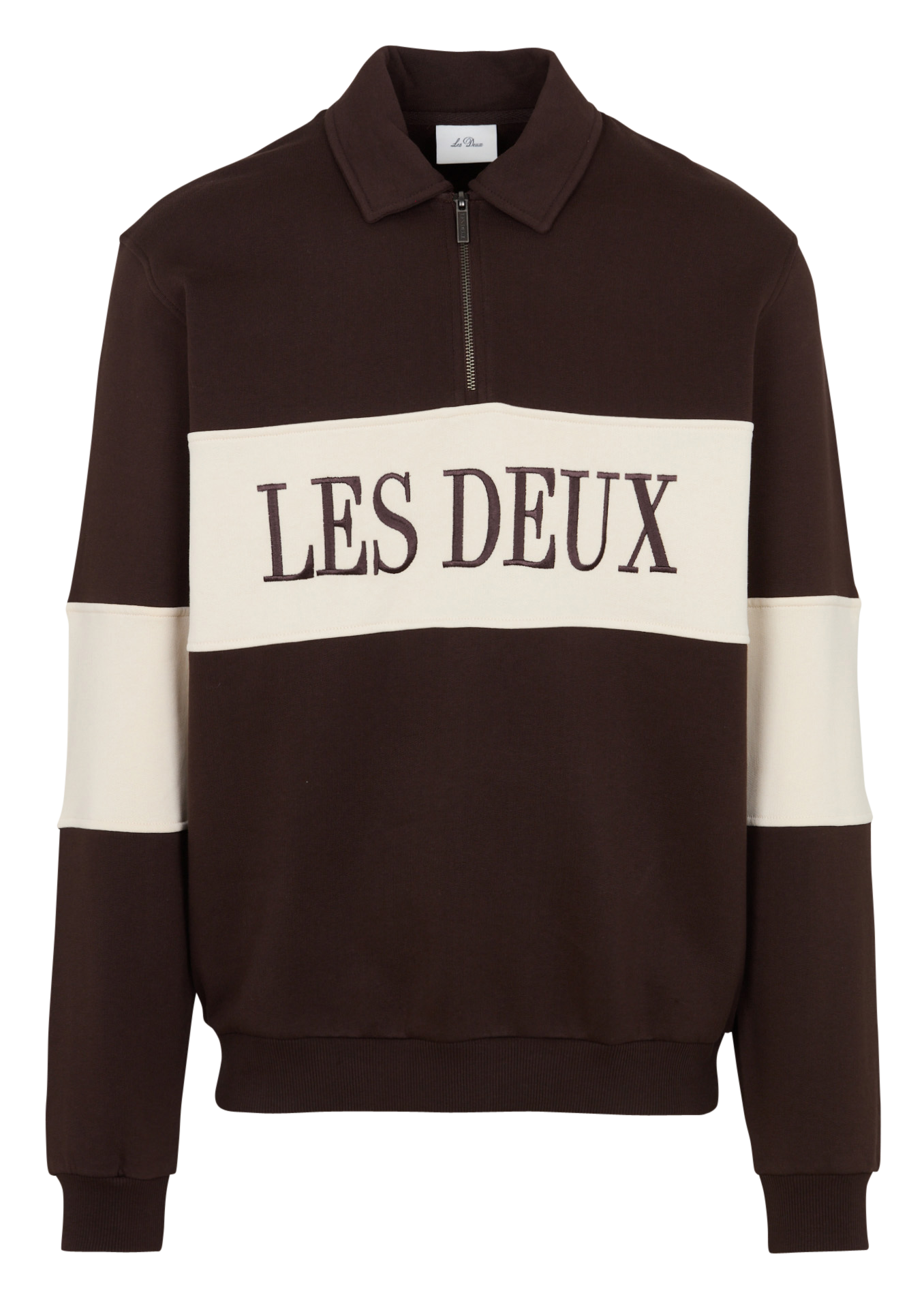 Sweat brodé bi-color en coton bio LES DEUX Marron