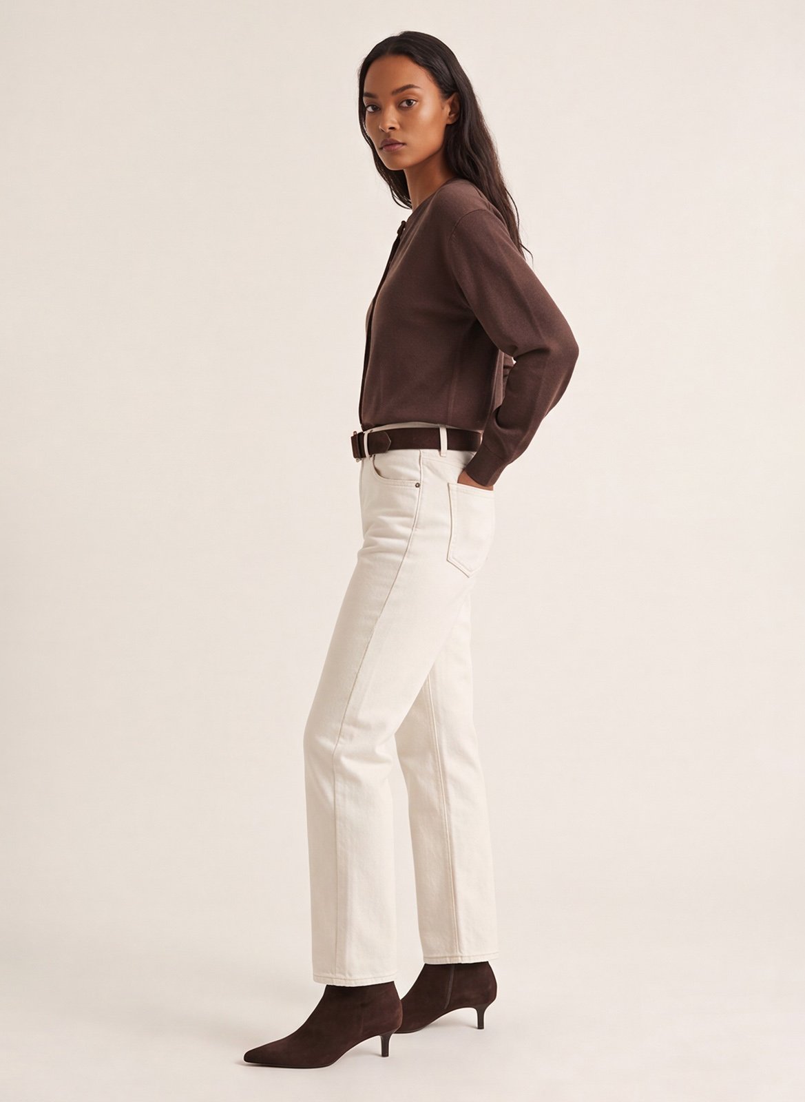 Rechte cardigan met ronde hals KOOKAI Bruin