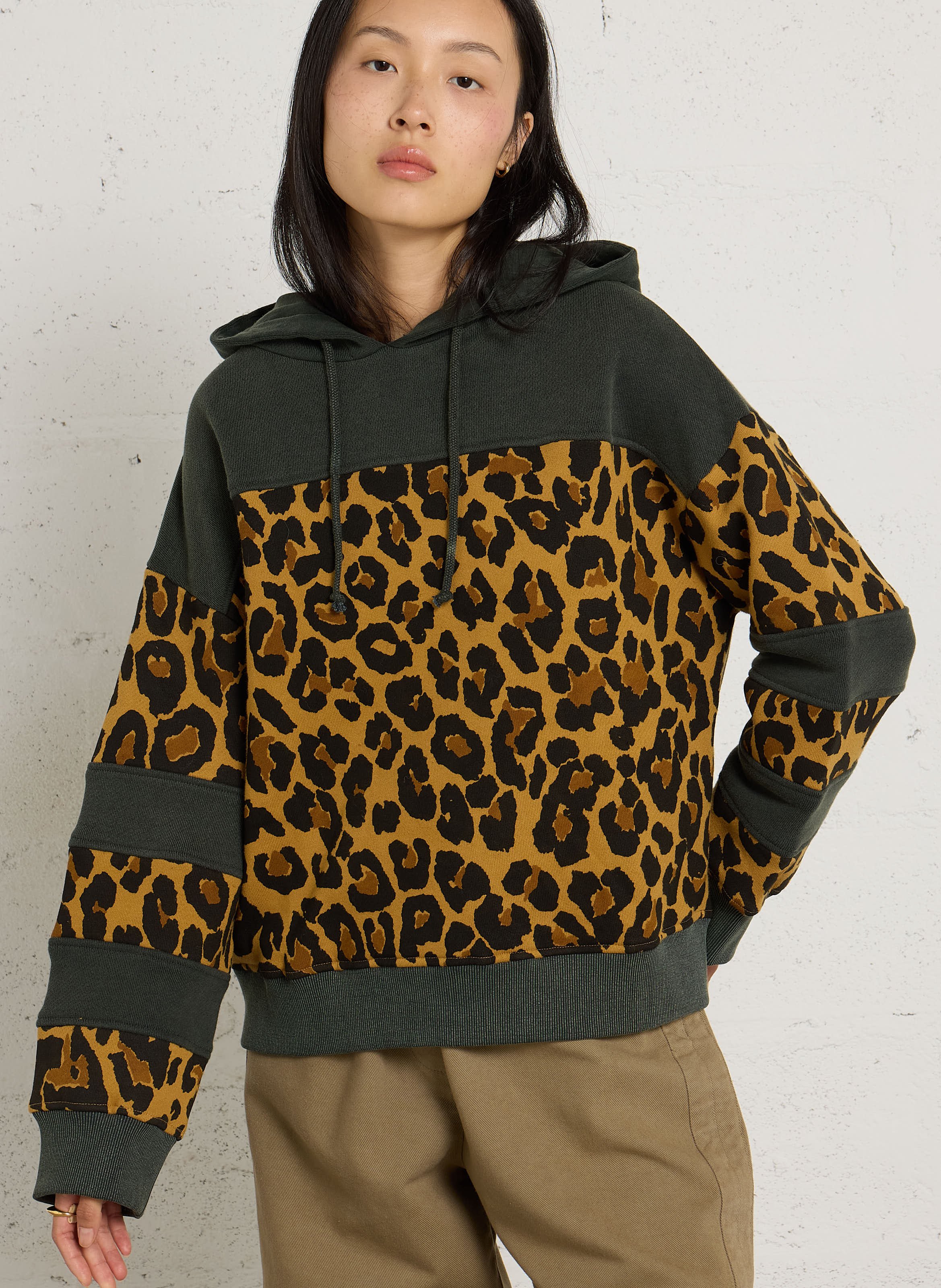 Ruime hoodie met luipaardprint van katoen LEON & HARPER Beige