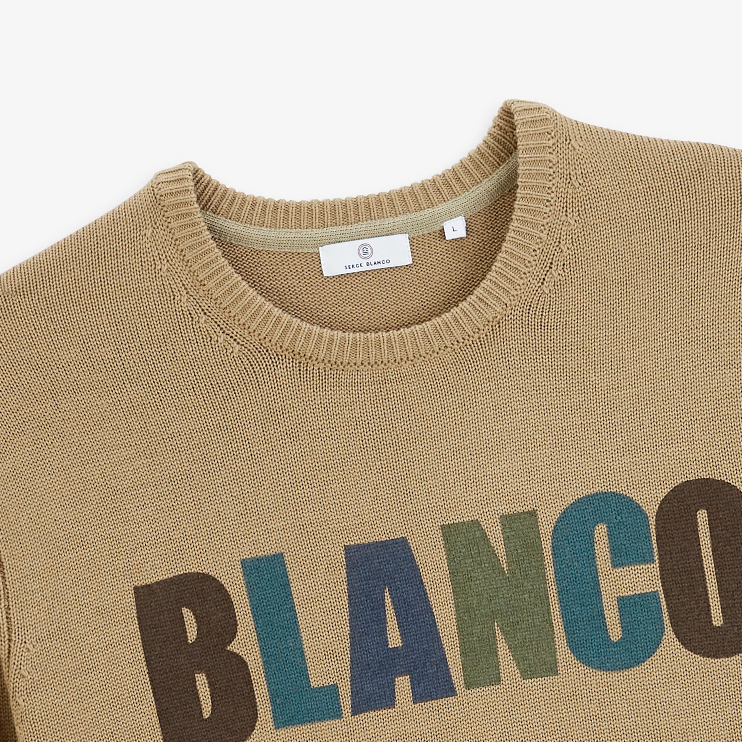 Blanco Biarritz beige jacquard crew-neck Mohan sweater SERGE BLANCO Beige