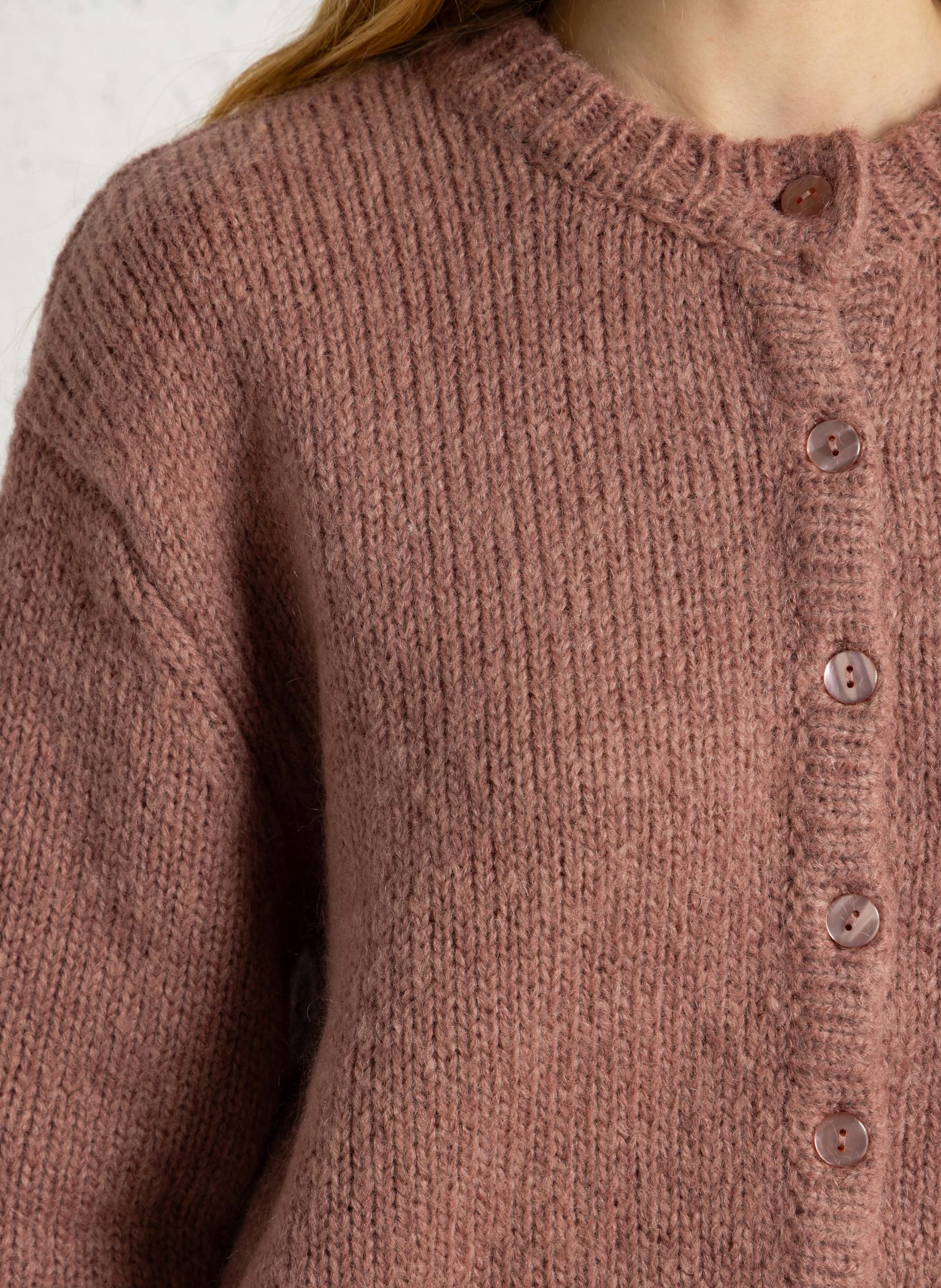 Cárdigan recto de cuello redondo HOD PARIS Rosa