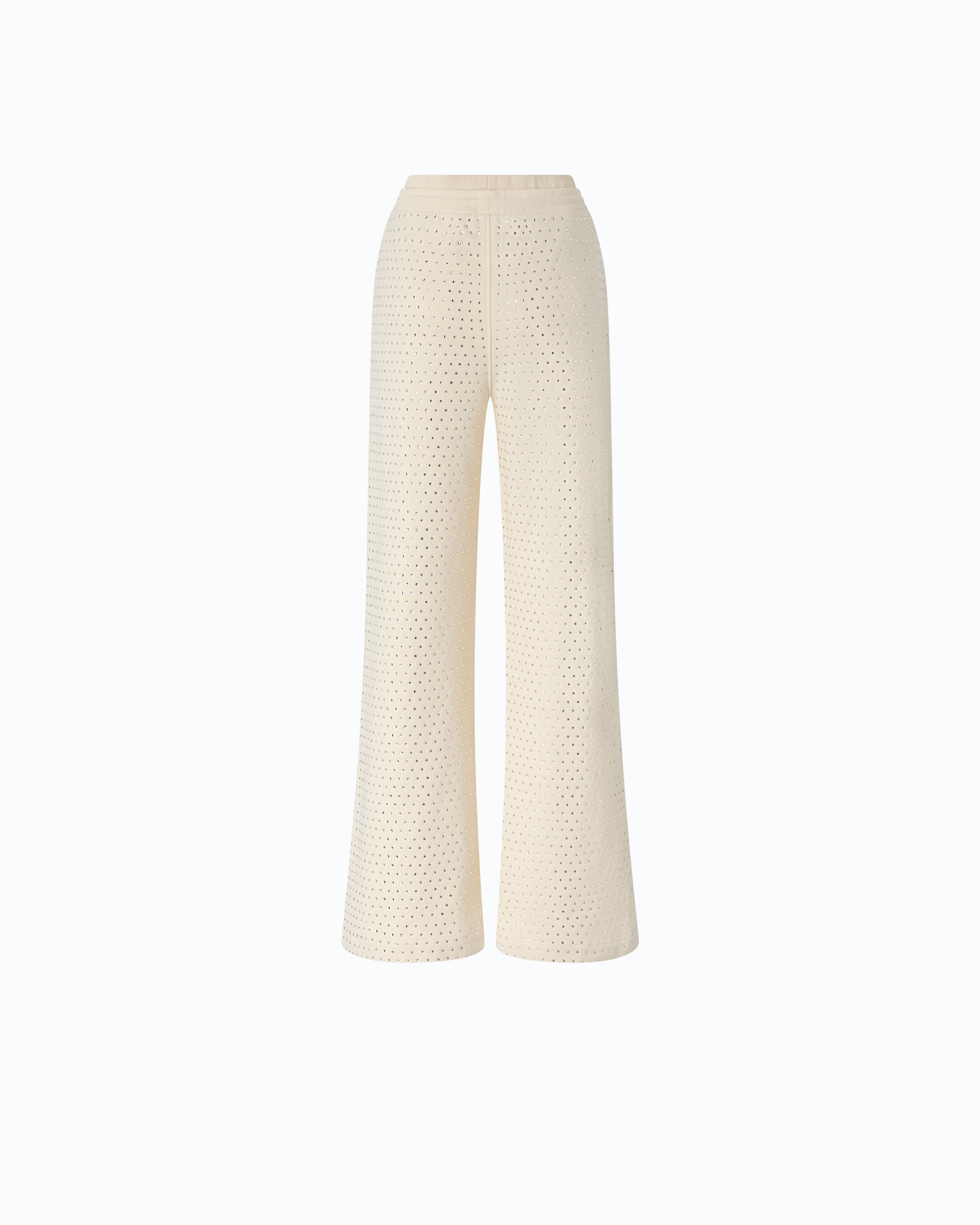 All-over rhinestone fleece trousers PINKO Beige