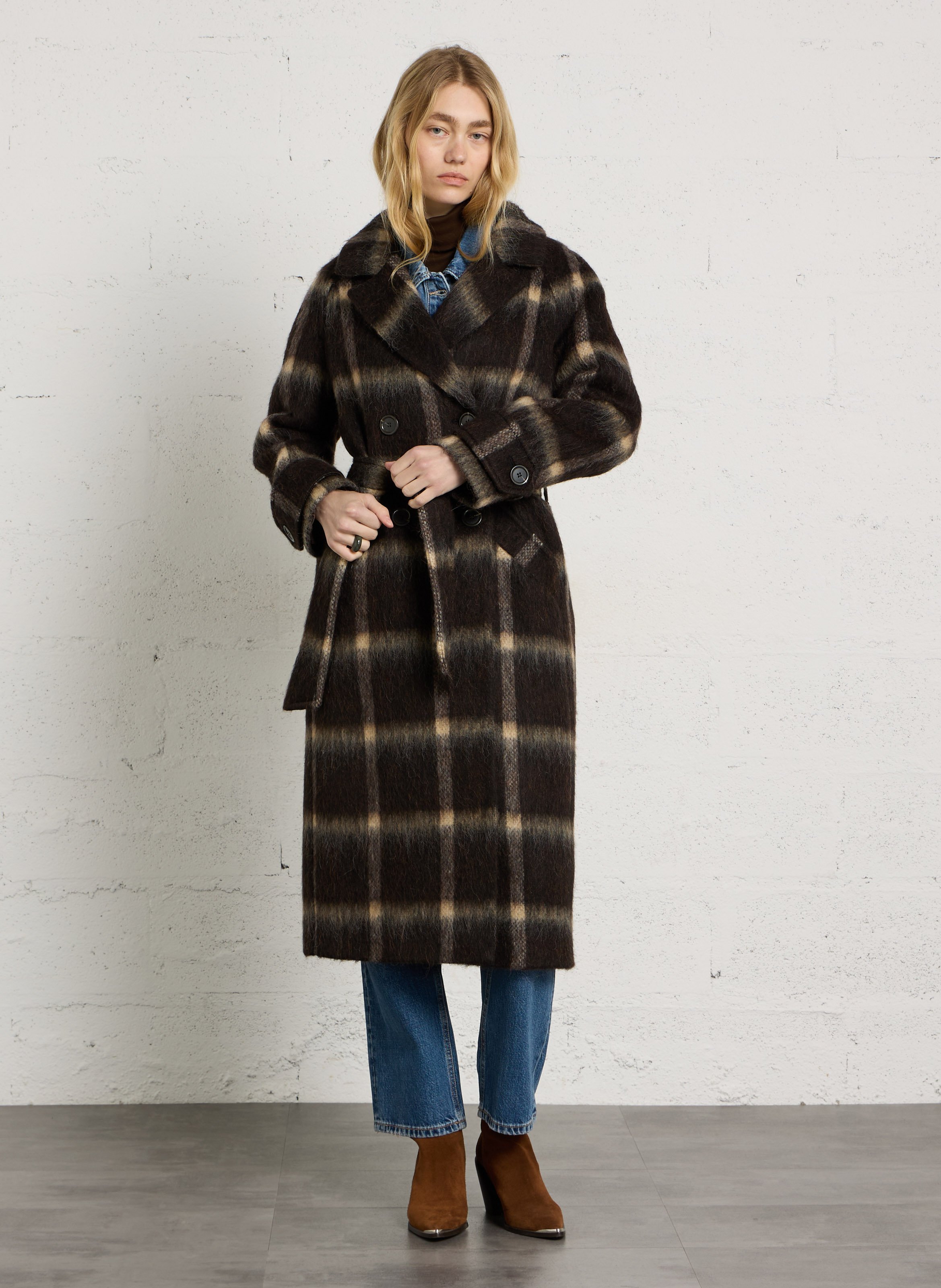 Long belted coat MAISON 123 Brown
