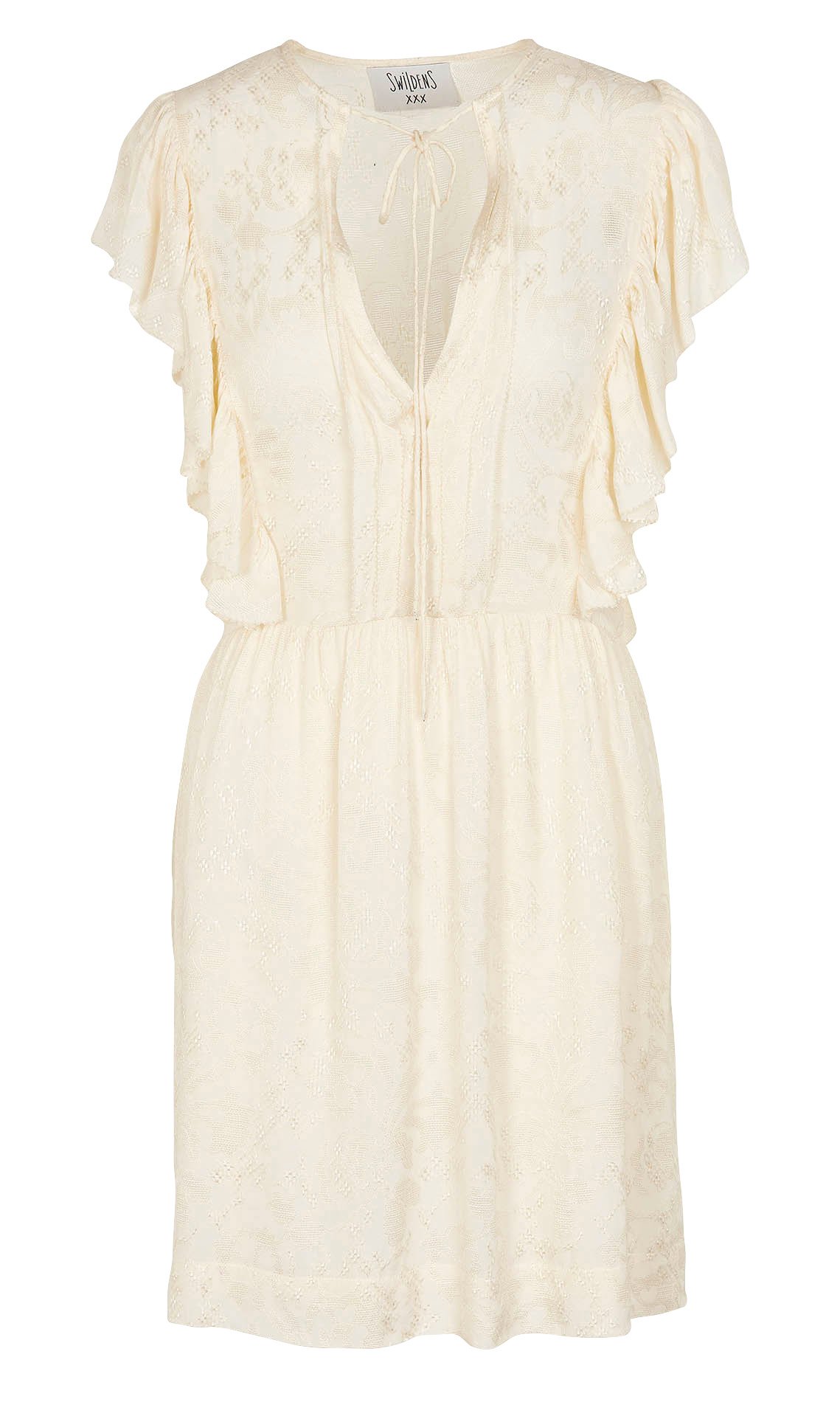 Robe courte décolletée en jacquard SWILDENS Beige