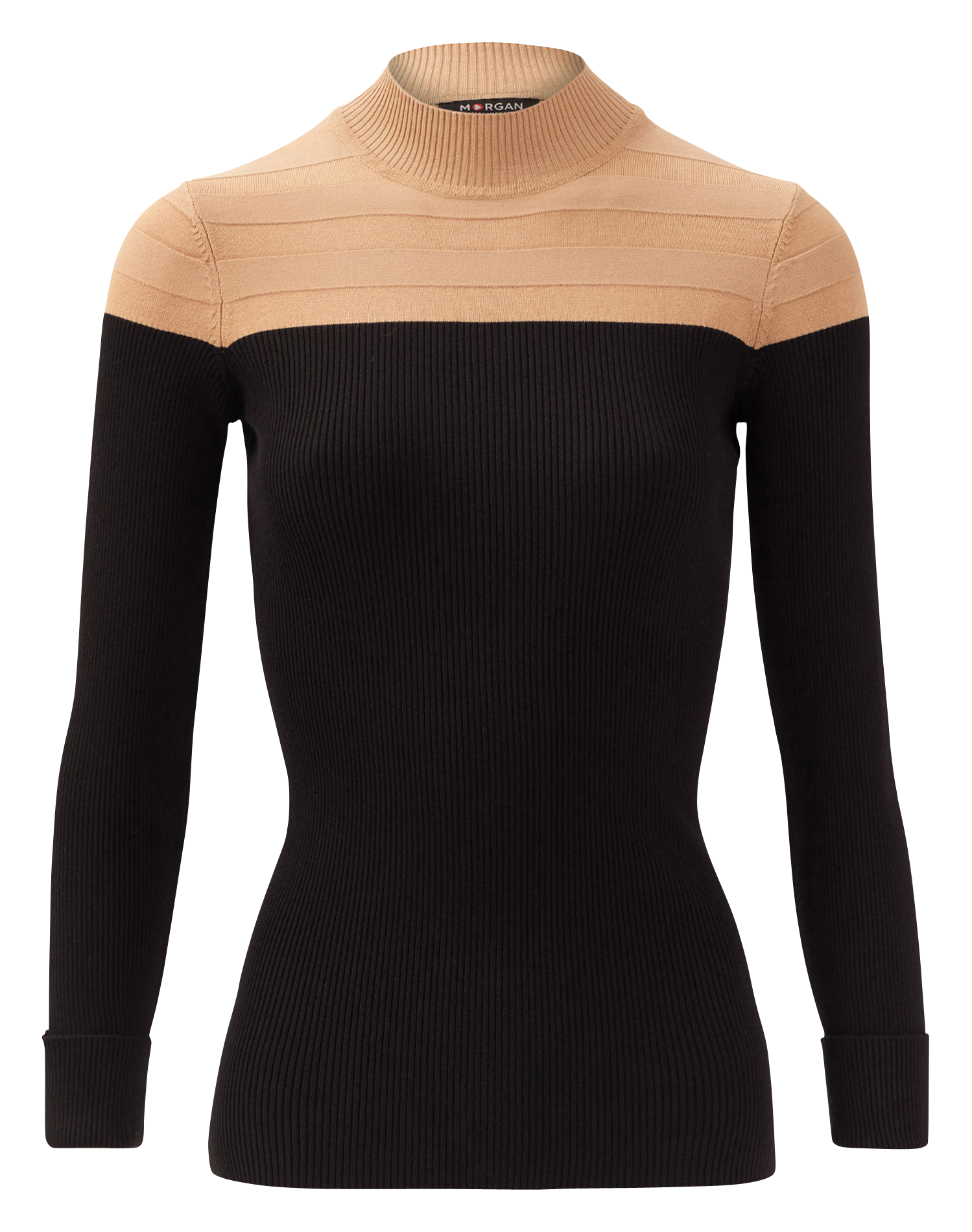 Tweekleurige trui met opstaande kraag MORGAN Bruin