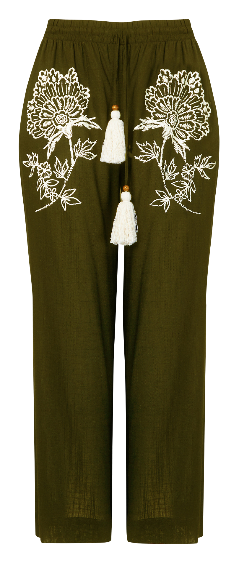 Wide-leg embroidered-effect pants MAT FASHION Khaki