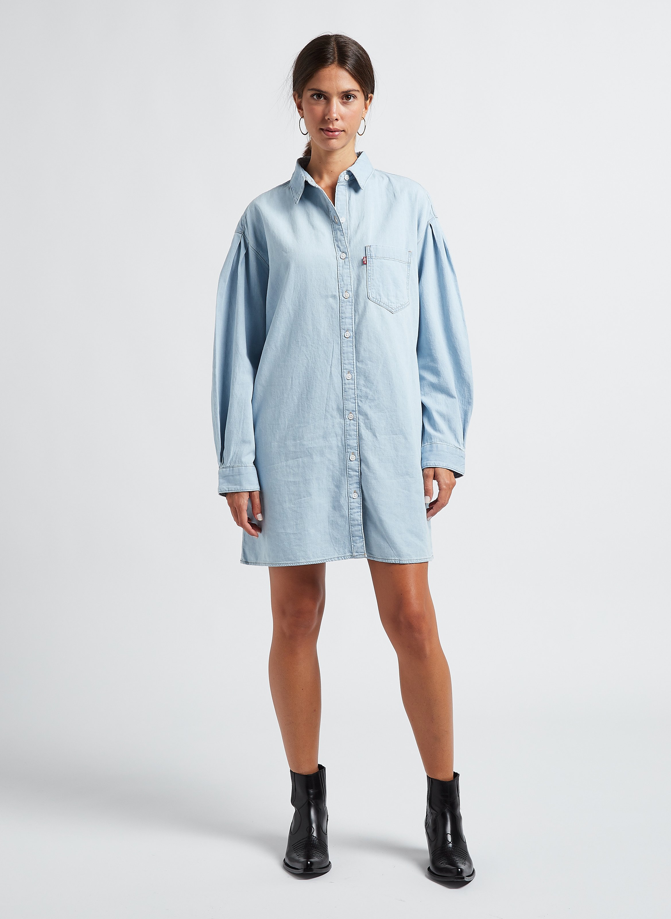 Robe chemise en jean ample Jean D lav