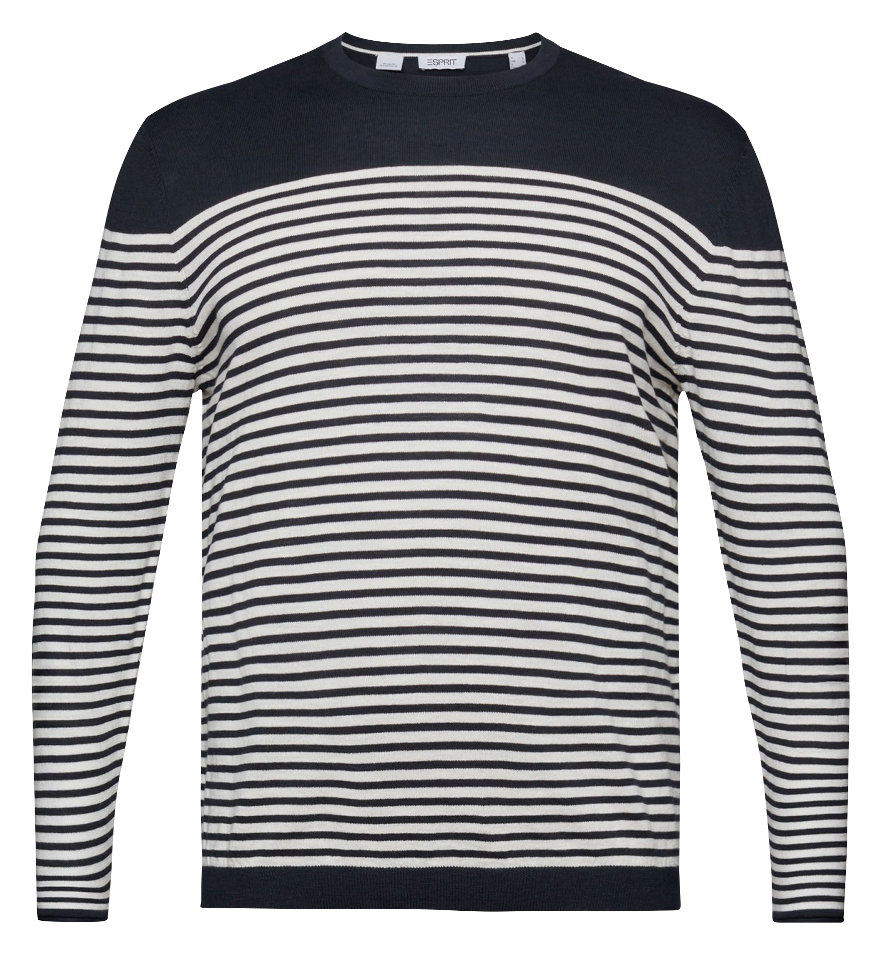 Regular-fit striped round-neck cotton sweater ESPRIT Blue