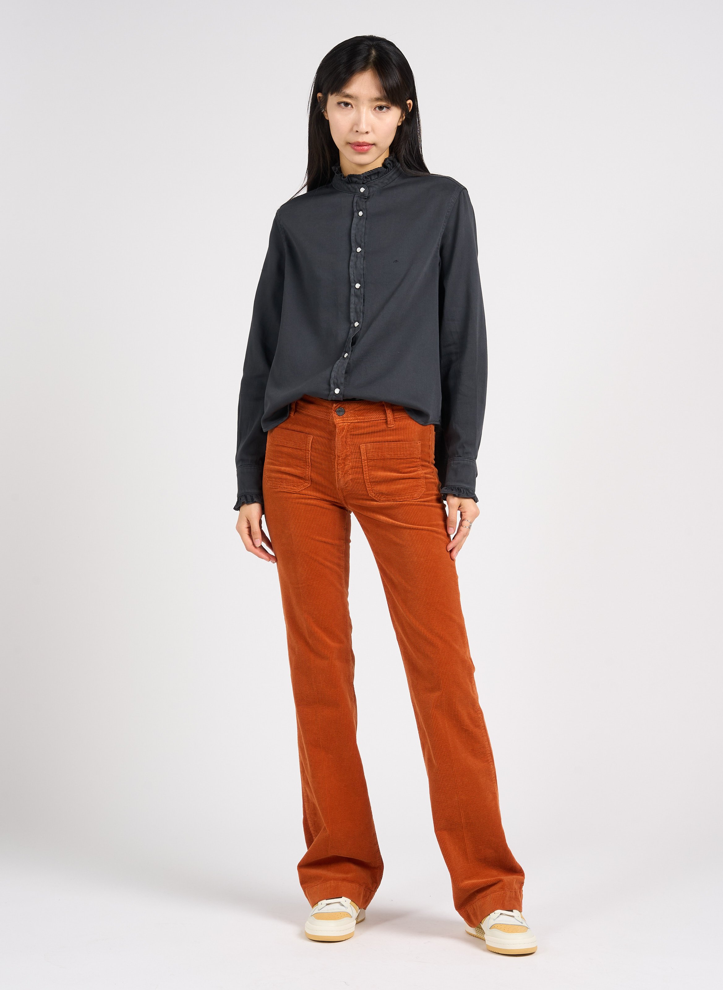 Katoenen blouse met Victoriaanse kraag ACQUAVERDE Grijs