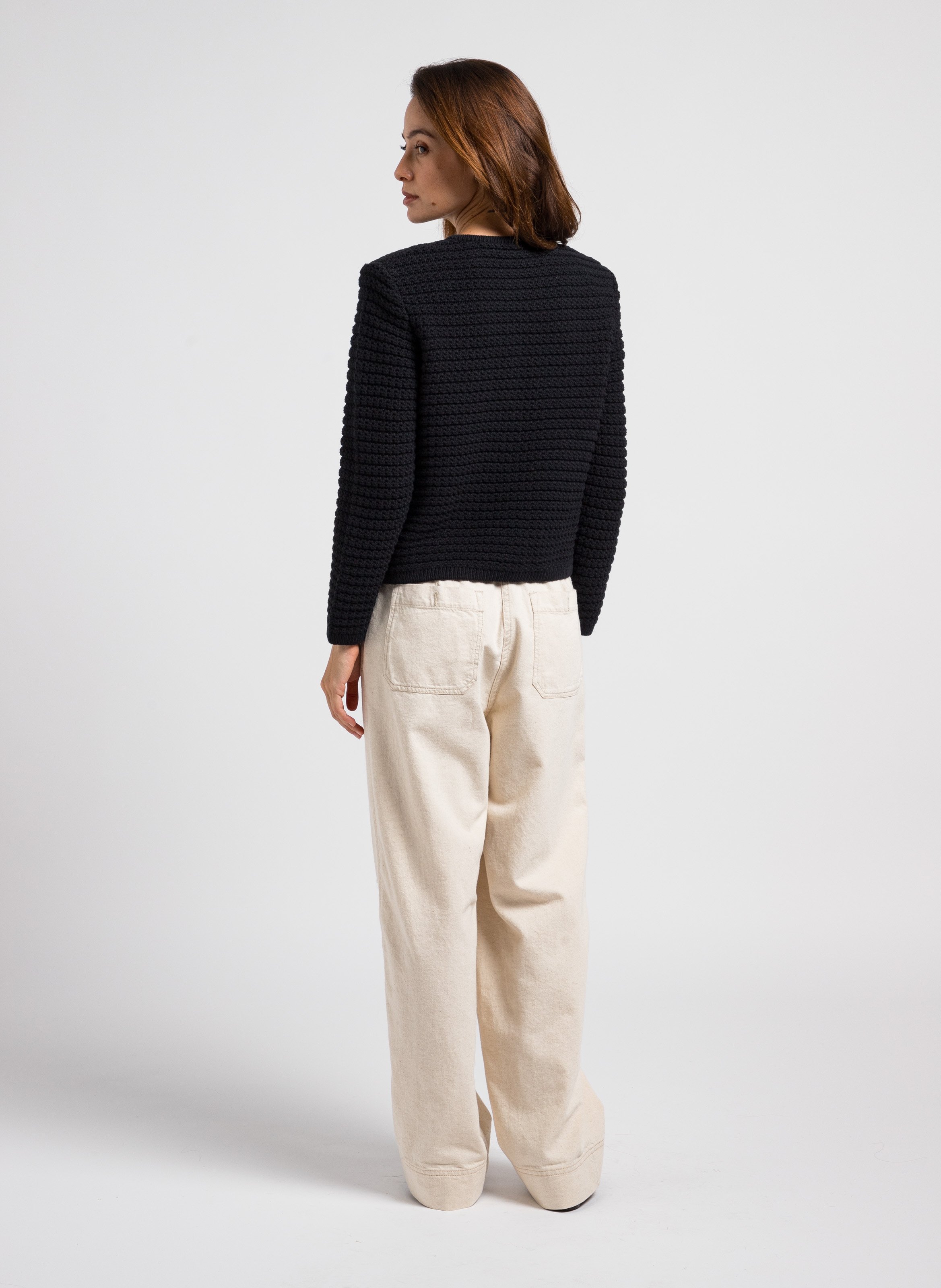 Recht vest met ronde hals | katoenblend BA&SH Zwart