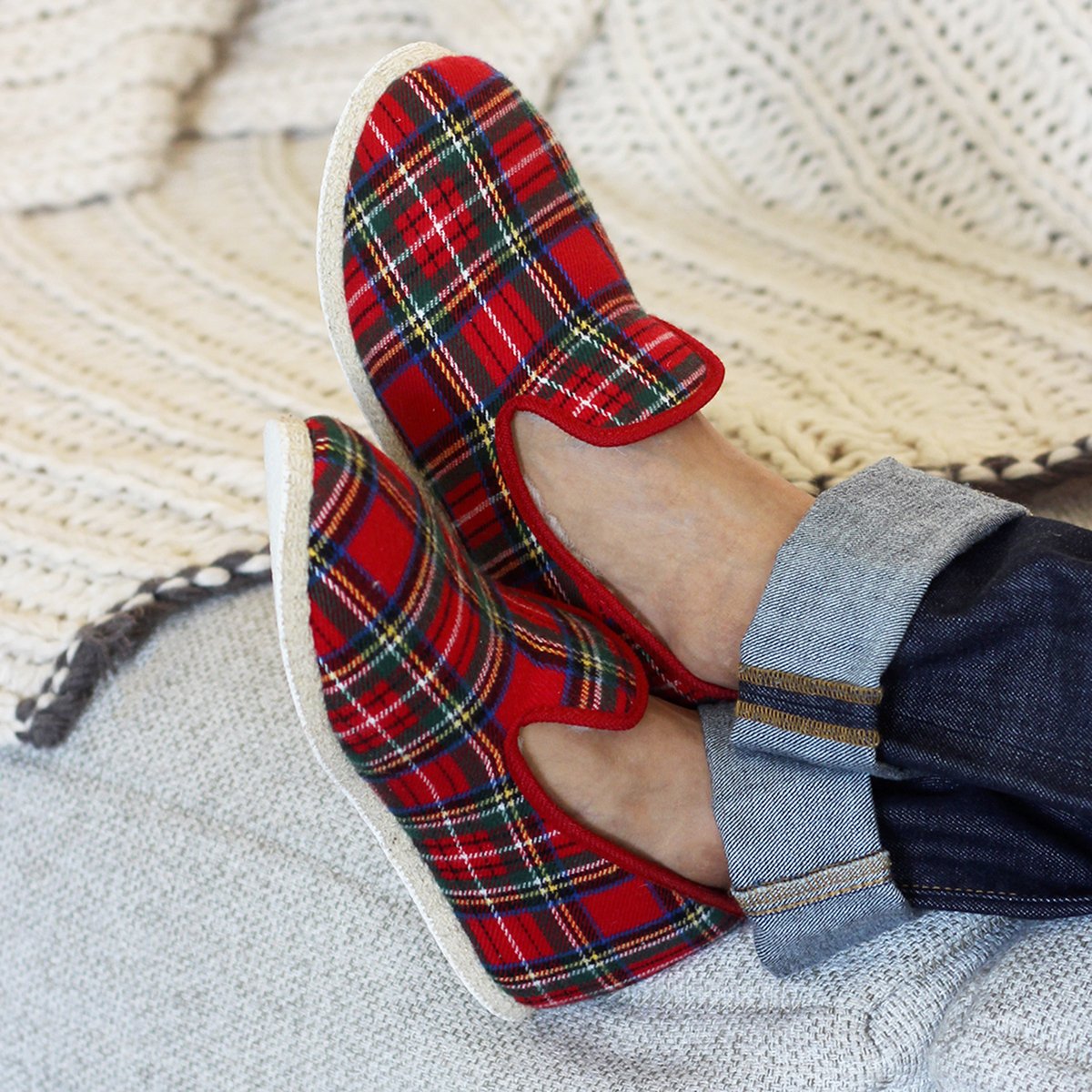 Fabric Charentaise slippers JULES & JENN Red