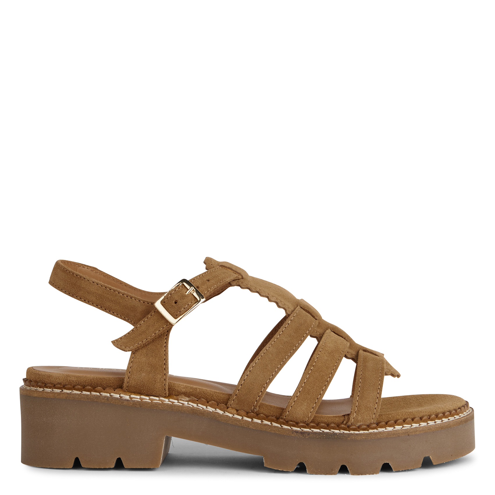 Avarca Berlin - Flache Ledersandalen mit Samt MELLOW YELLOW Beige