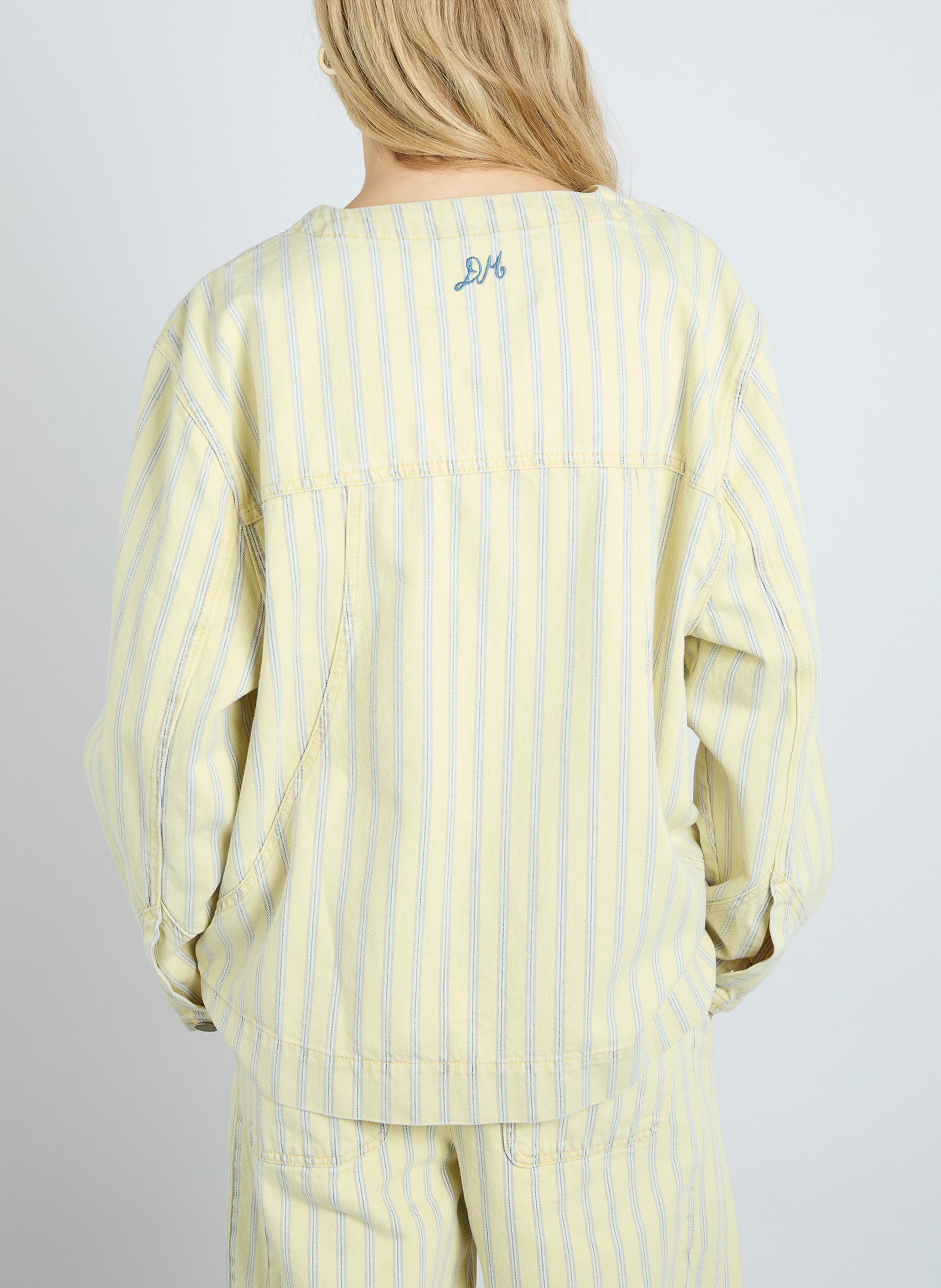 Buttoned V-neck striped jacket DAMSON MADDER Yellow