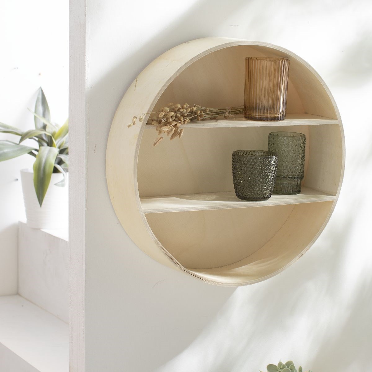 Etagère murale ronde en contreplaqué FACTORY Beige