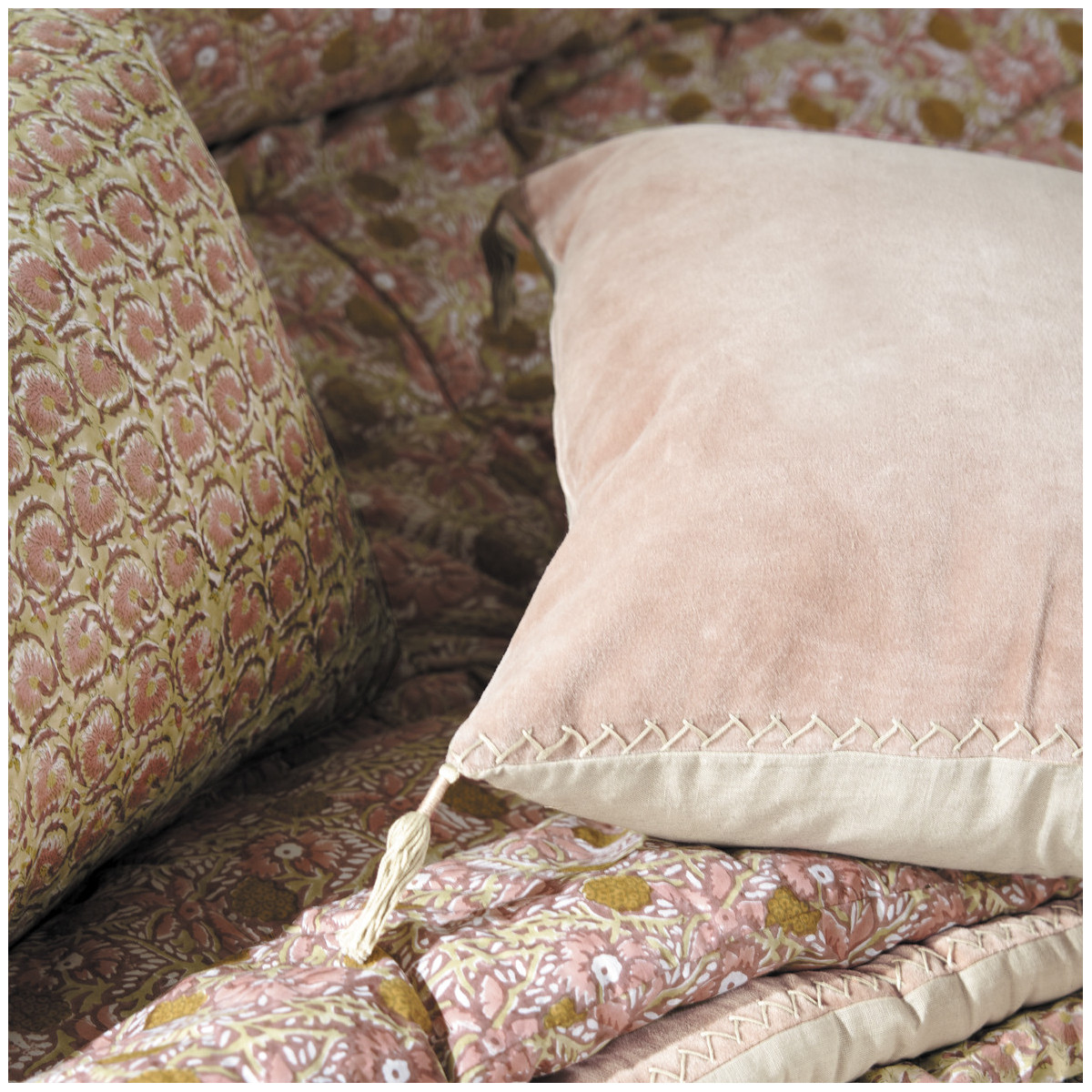 Futon jungle coton - 180 x 80 cm - rose BLANC D'IVOIRE Rose