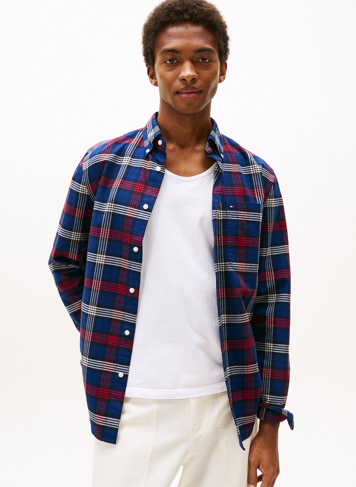 Straight printed cotton shirt TOMMY HILFIGER Blue