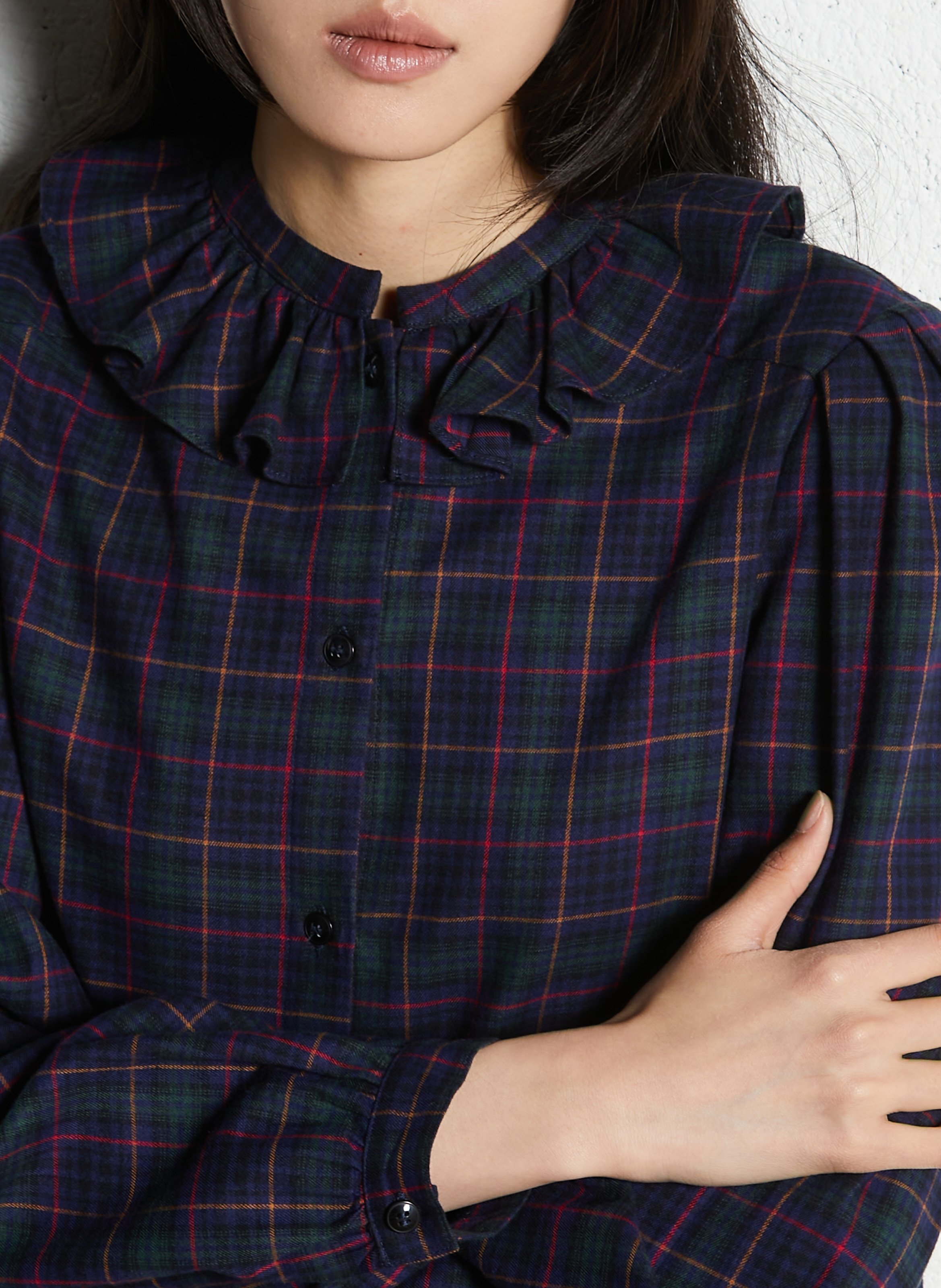 Rechte, katoenen blouse met print SUZIE WINKLE Blauw