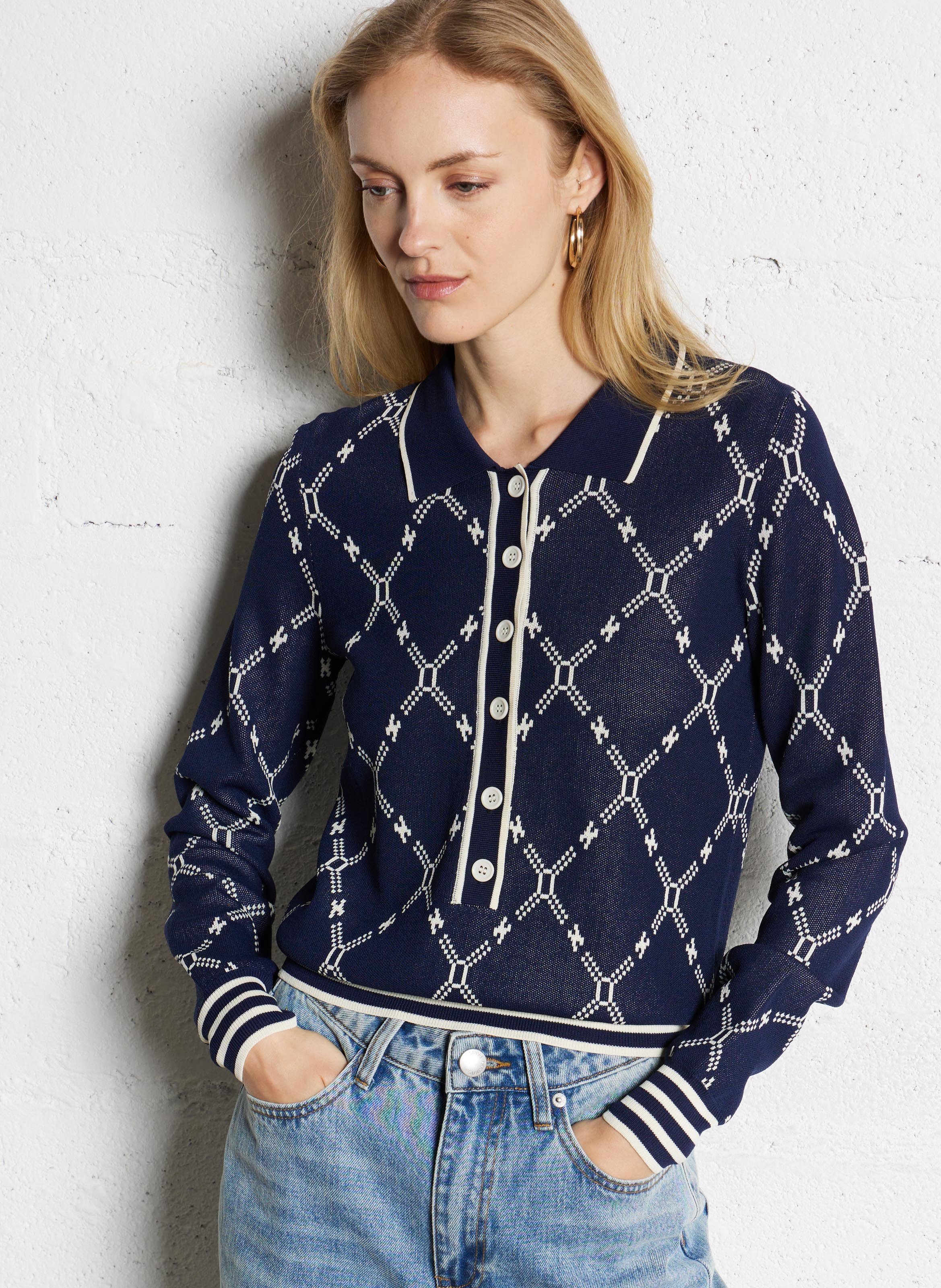 Pull droit col classique SUNCOO Bleu