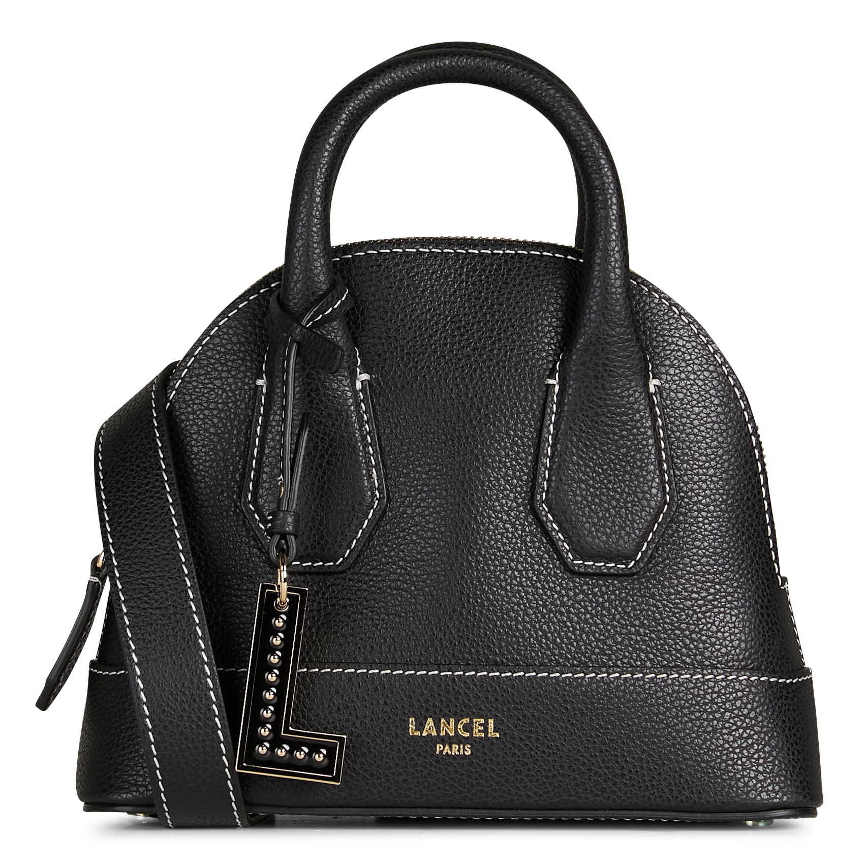 Mini sac bandoulière uni en cuir grainé LANCEL Noir