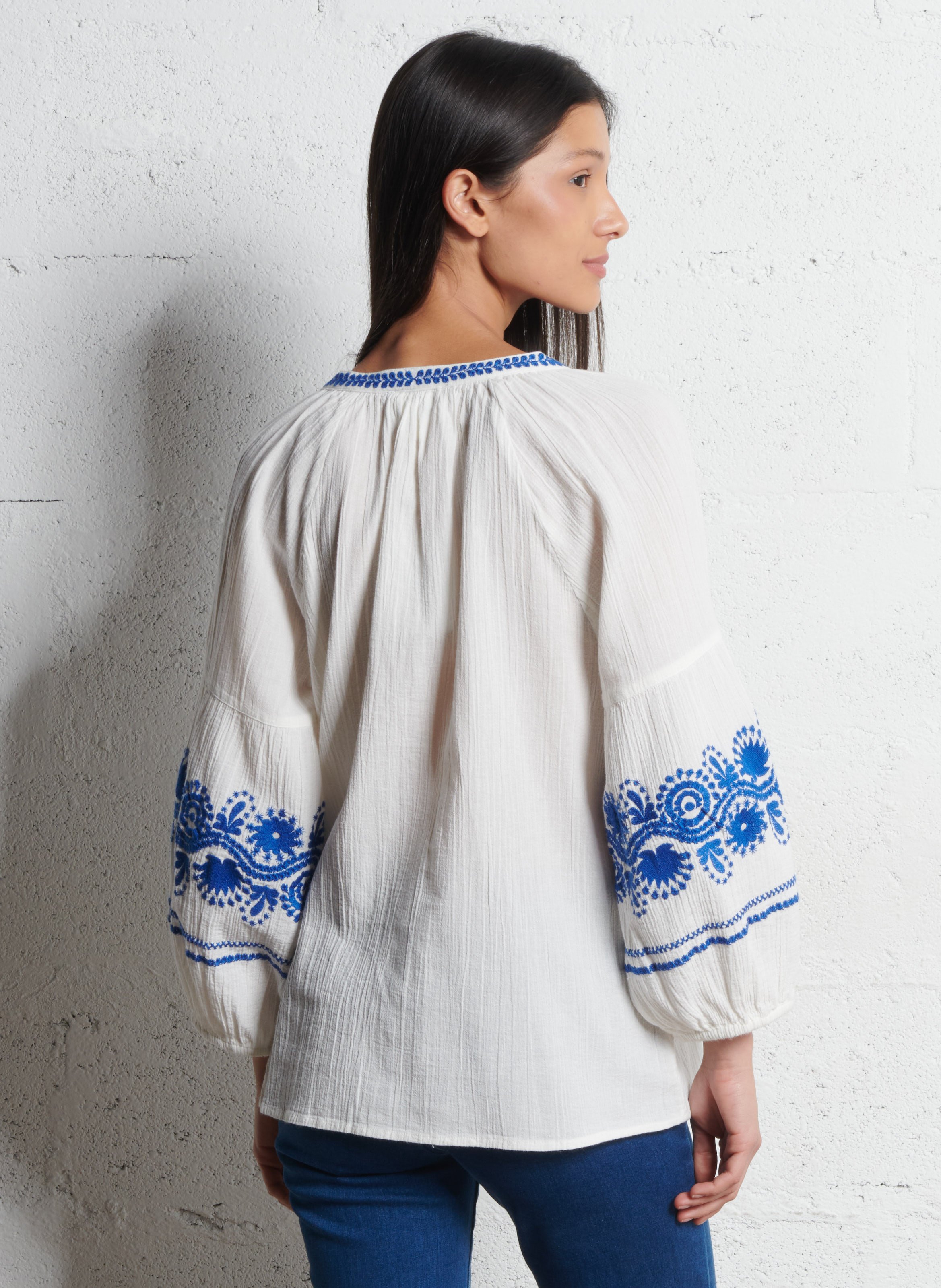 Cotton henley blouse MAISON 123 White