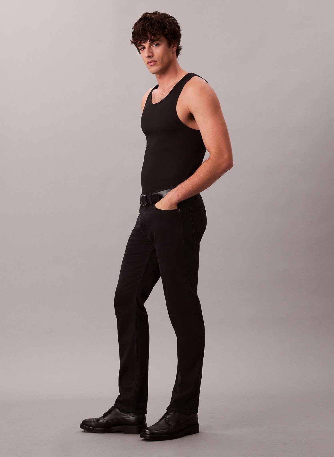 Jean droit en coton mélangé CALVIN KLEIN Noir