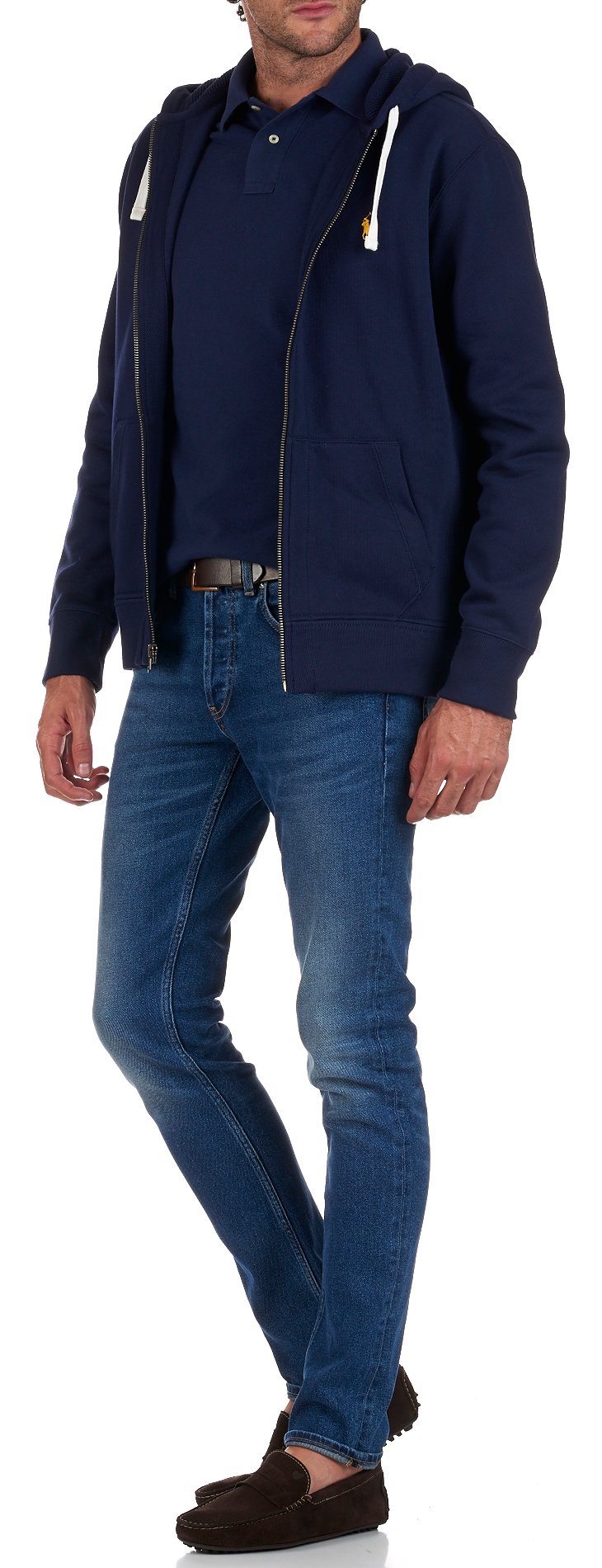 Sweat à capuche regular-fit zippé en coton mélangé avec Pony player POLO RALPH LAUREN Bleu