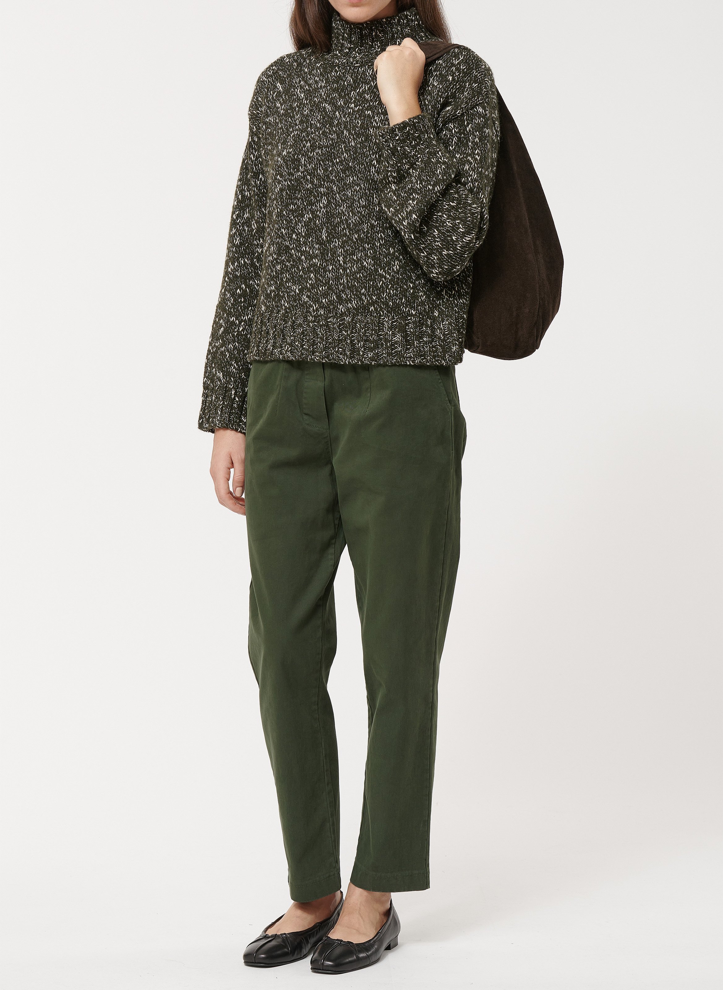 Pull col montant en maille chinée HUMILITY Vert