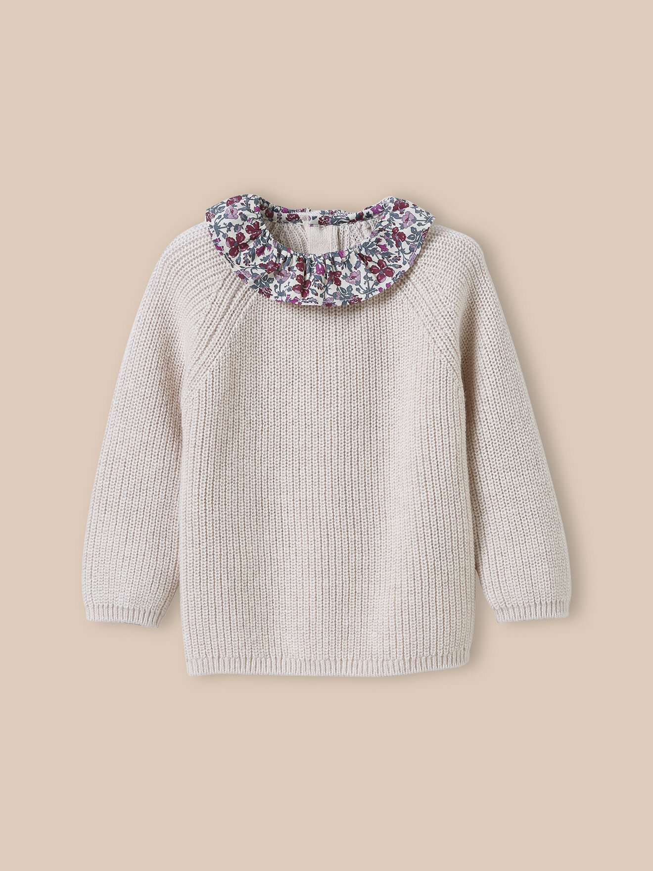 Liberty fabric-collar sweater CYRILLUS Beige