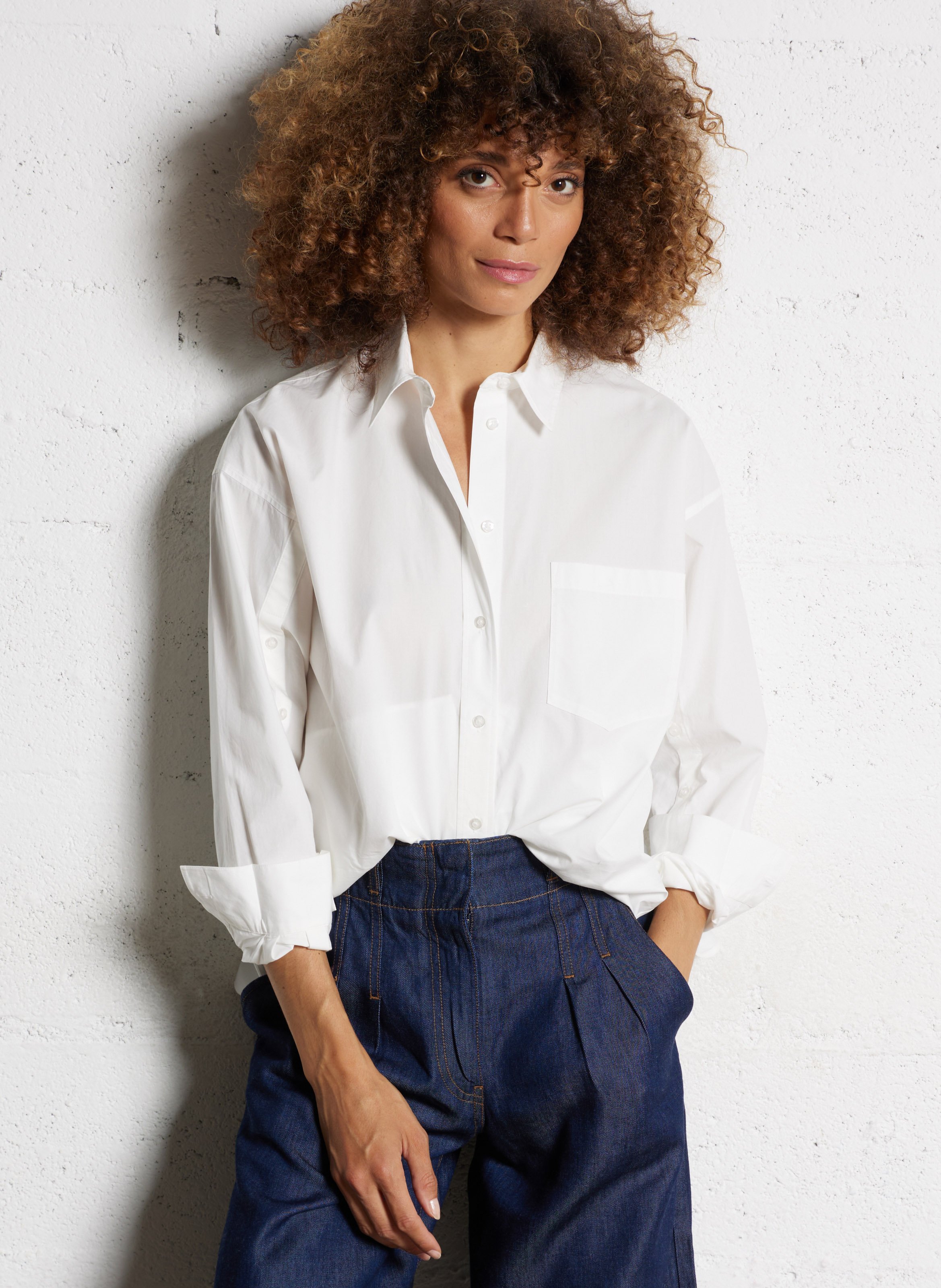 Chemise oversize col classique en coton IKKS Blanc