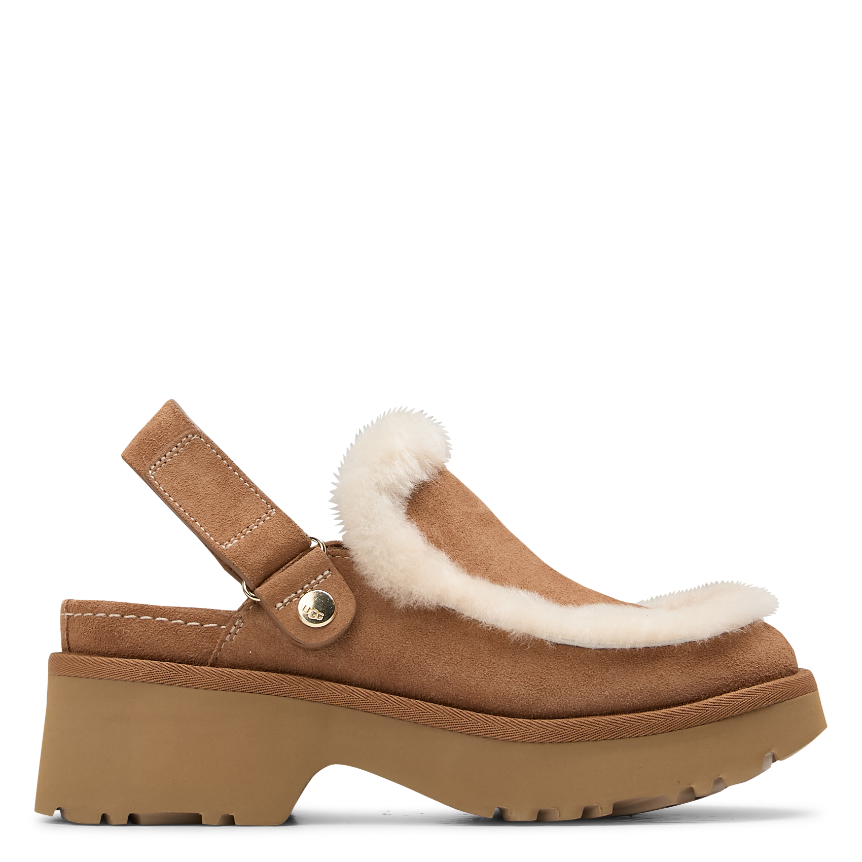 Sabots compensés en cuir mélangé UGG Marron