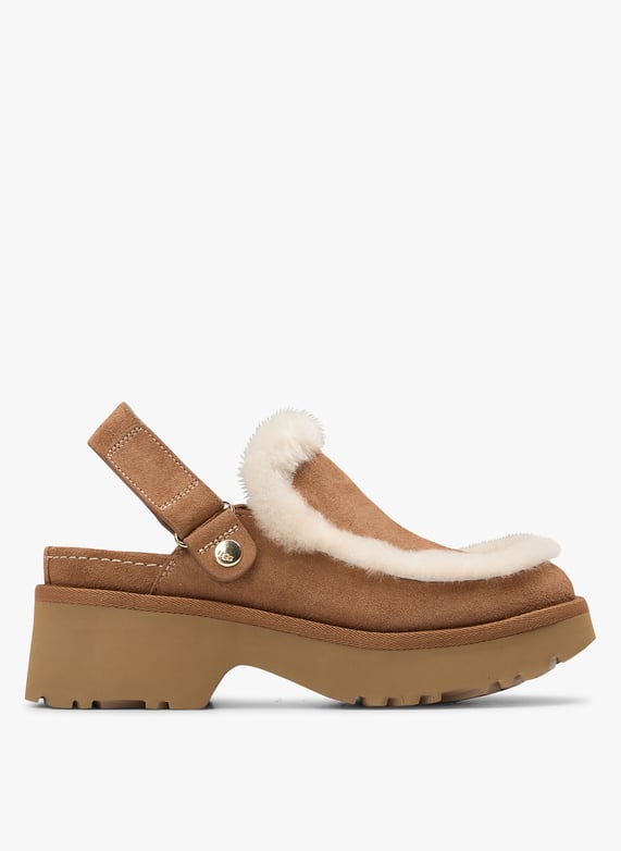 Sabots compensés en cuir mélangé Esmee clog Marron Ugg Femme
