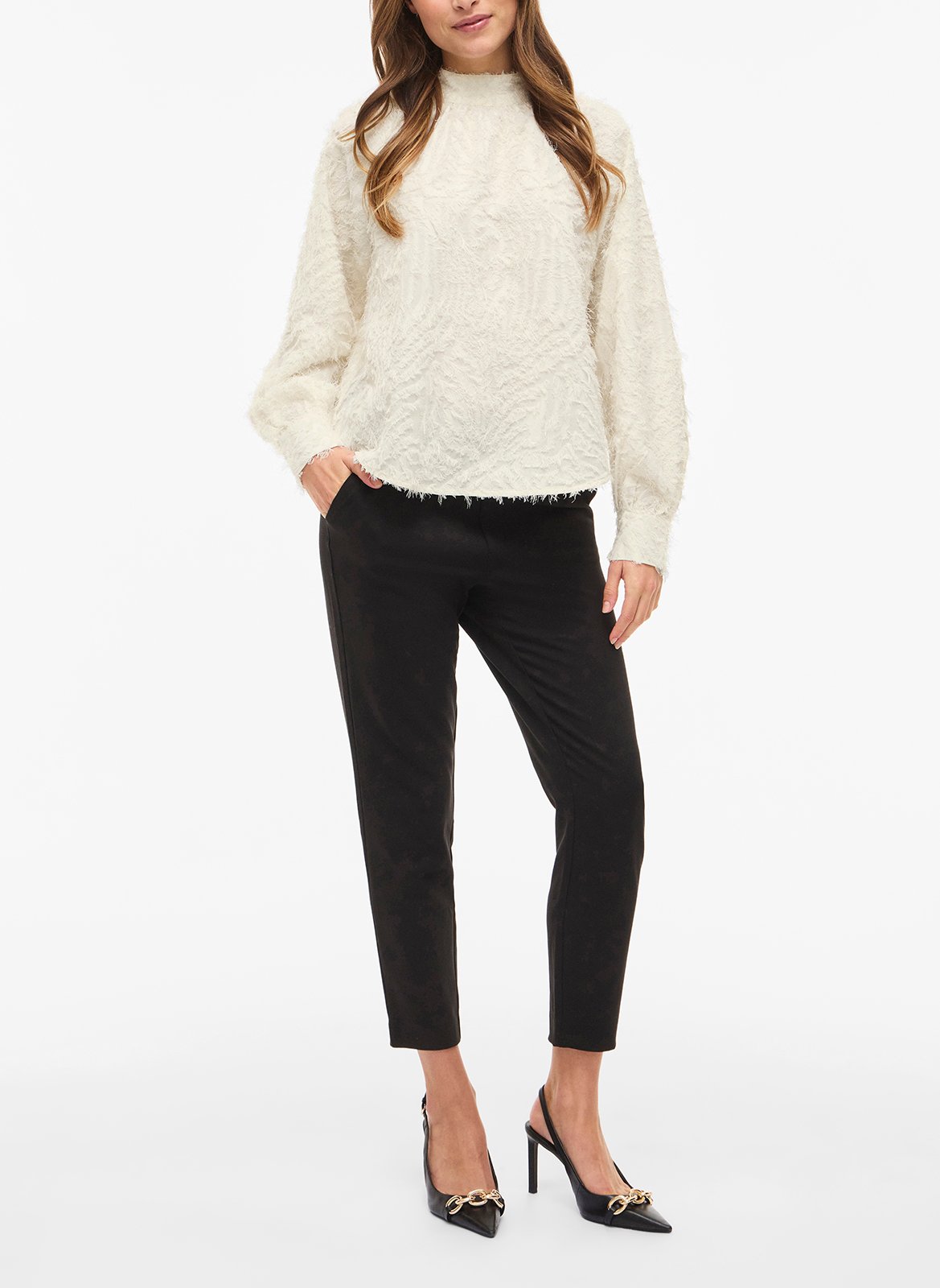 Gerade geschnittenes Top mit Stehkragen VILA Beige