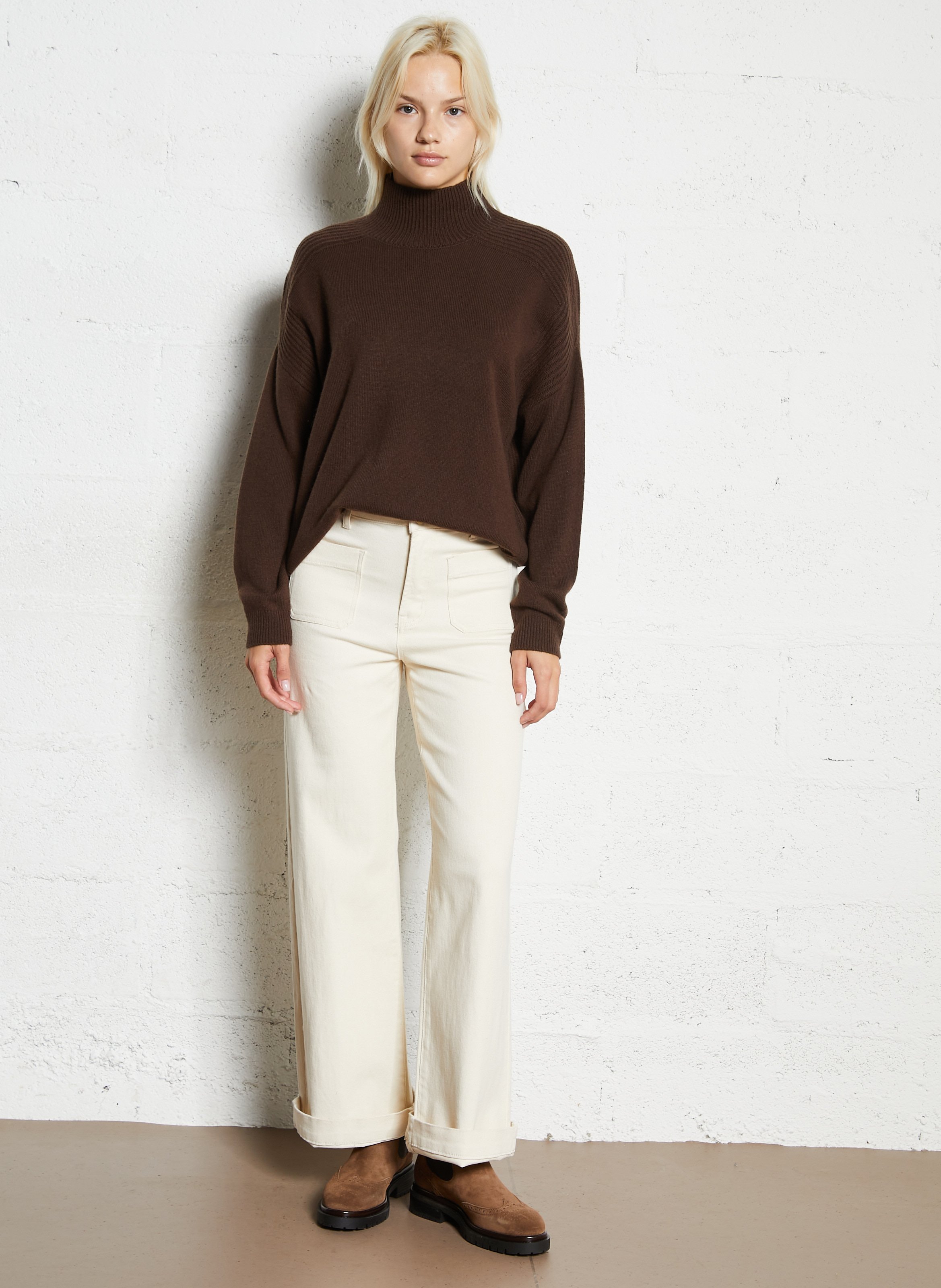 Ruime coltrui van wol LIU JO Bruin