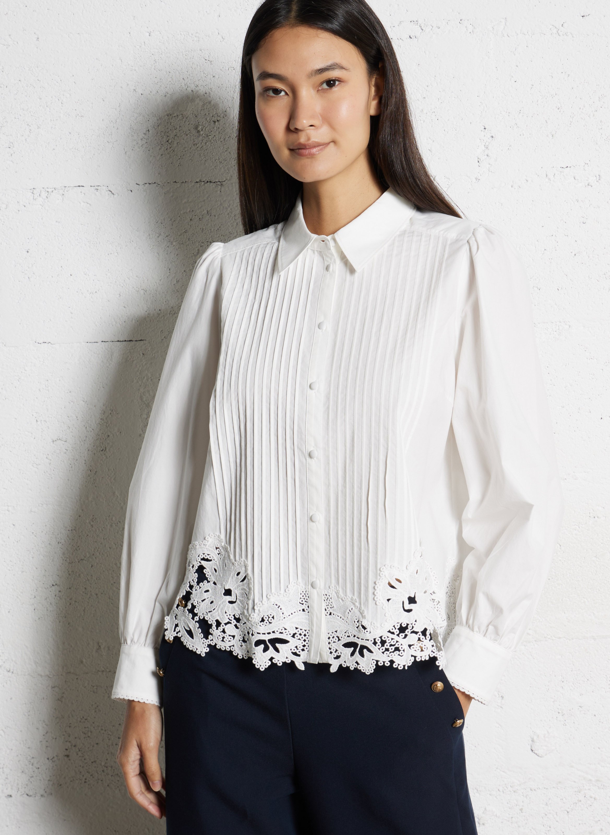 Blouse met klassieke kraag IKKS Wit