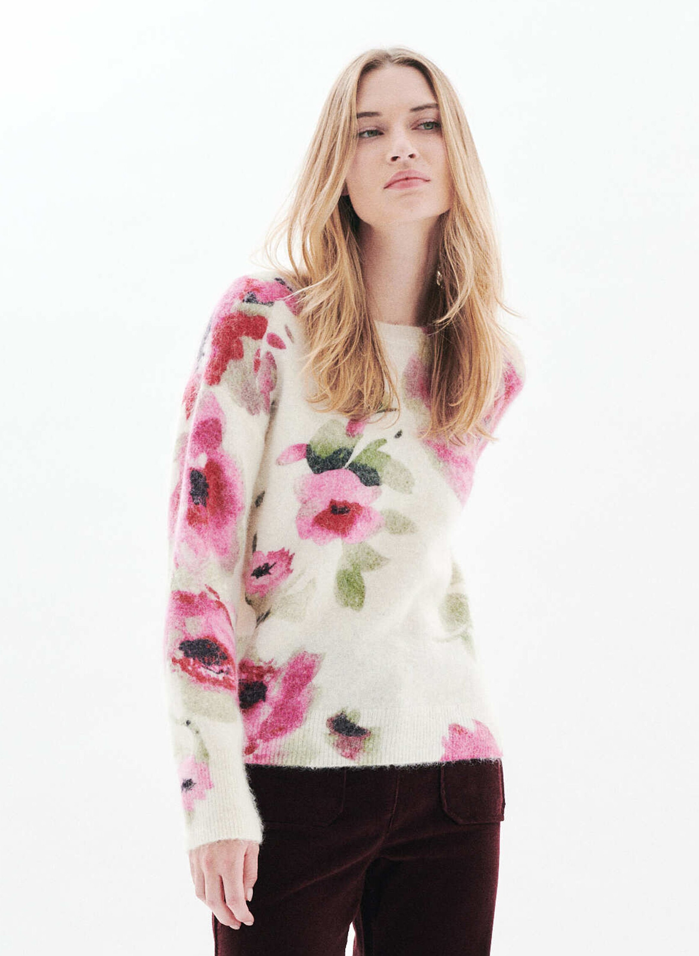 Round-neck wool-blend straight-cut sweater CAROLL Beige